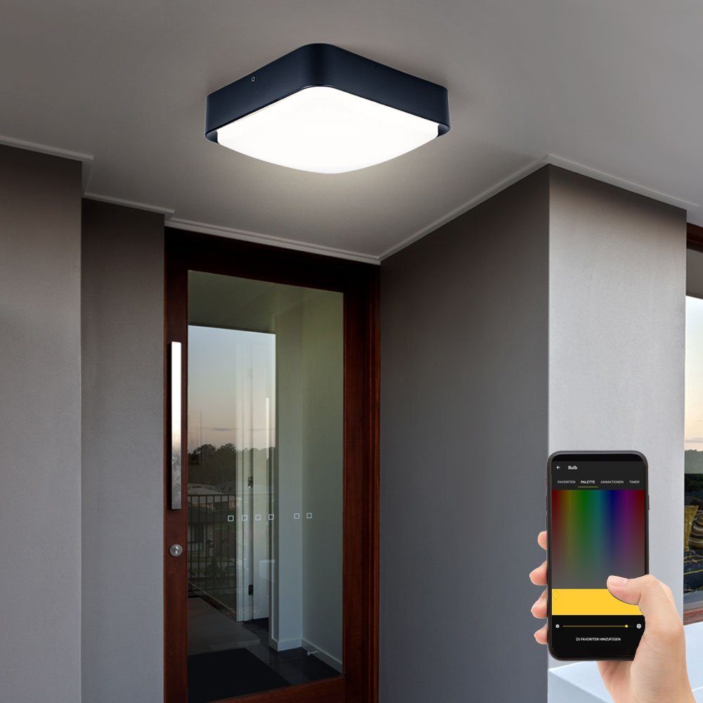 EGLO LED Deckenleuchte, LED-Leuchtmittel fest Haustür dimmbar Warmweiß, Deckenlampe verbaut, Smart Außenleuchte LED Lampe