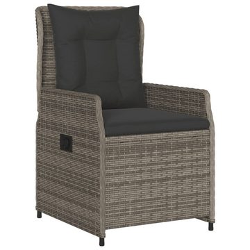 vidaXL Garten-Essgruppe 5-tlg. Garten-Essgruppe mit Kissen Grau Poly Rattan, (5-tlg)