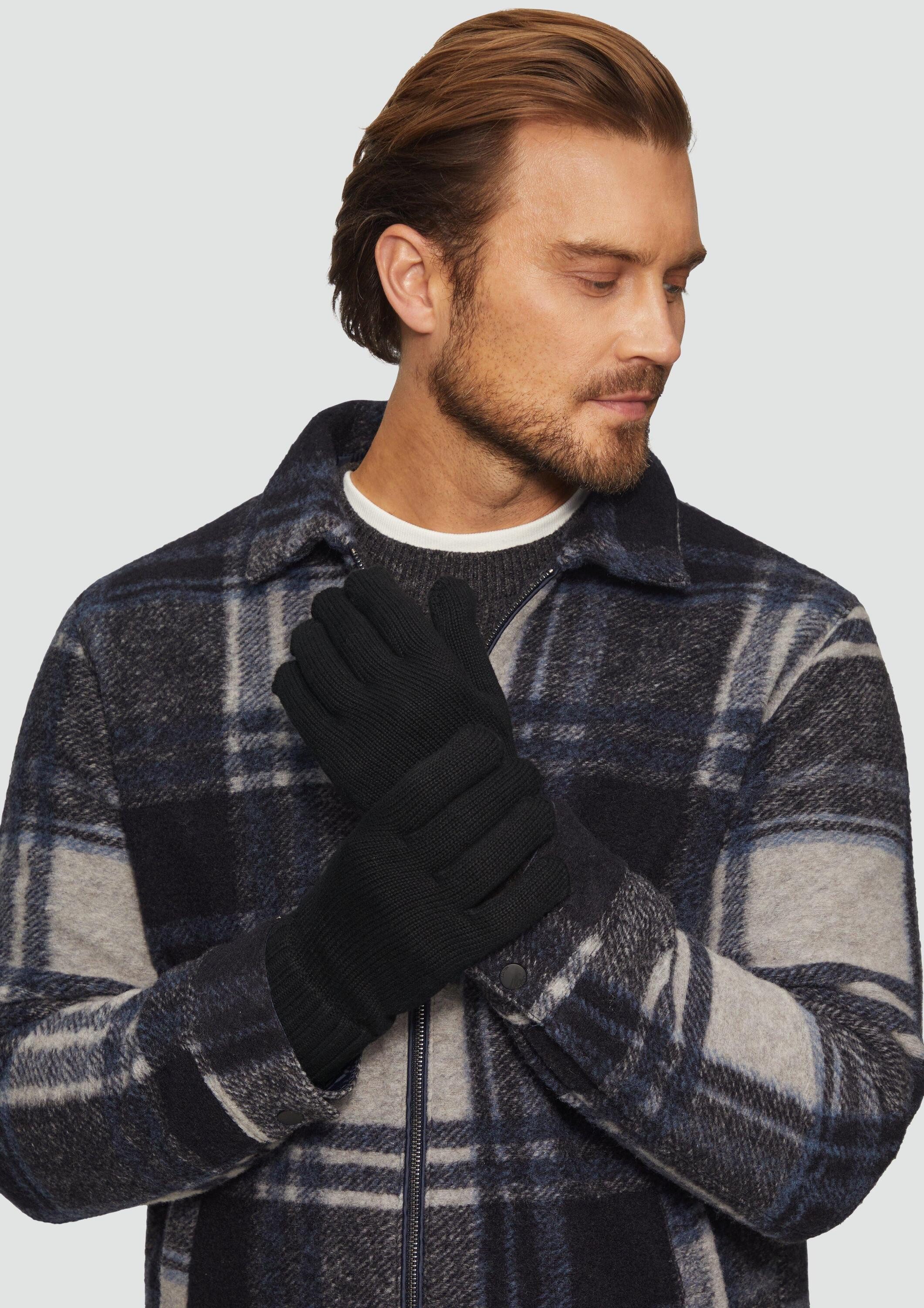 s.Oliver Strickhandschuhe Handschuhe Handschuhe aus Baumwollstrick mit Touchscreen Funktion