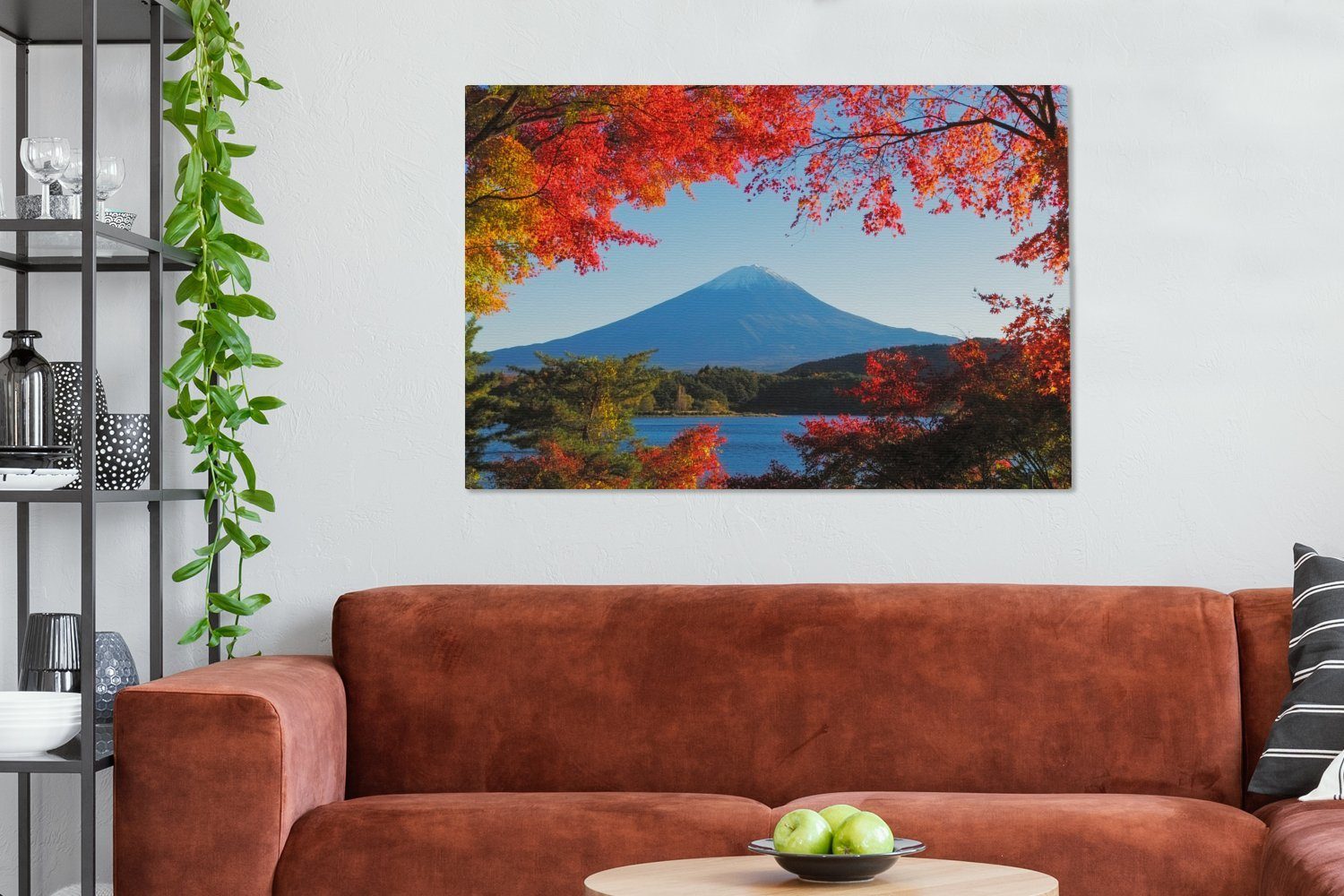 OneMillionCanvasses® Leinwandbild Japanische Ahorne für alle Wohnbereiche, (1 XXL, 120x80 Gemälde, Fidschi, St), großes, cm Berg Wandbild den für