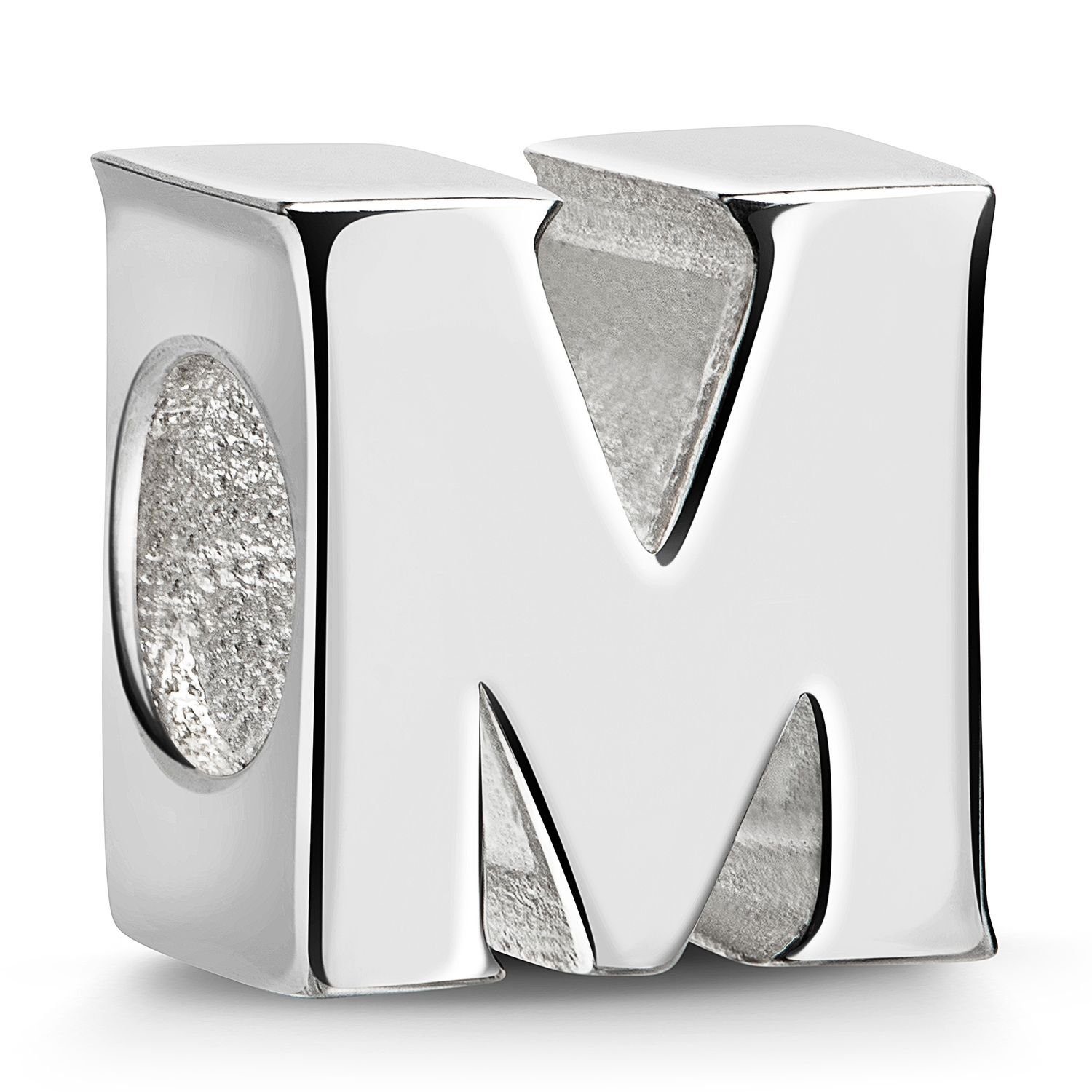 Materia Bead Hochglanz Charm Buchstabe / Alphabet " M " 1379, 925 Sterling  Silber