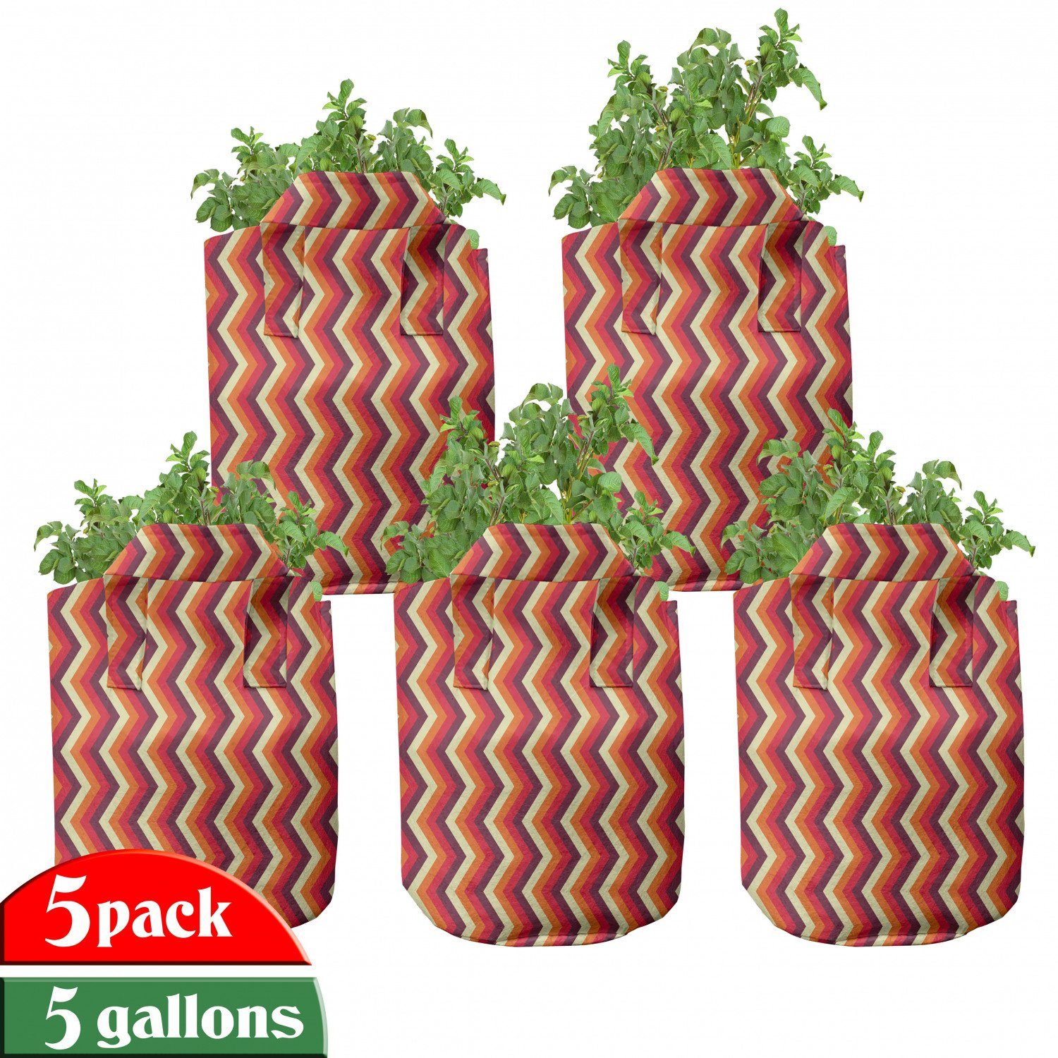 Abakuhaus Pflanzkübel hochleistungsfähig Stofftöpfe mit Griffen für Pflanzen, Retro Zig Zag Chevron Stripes
