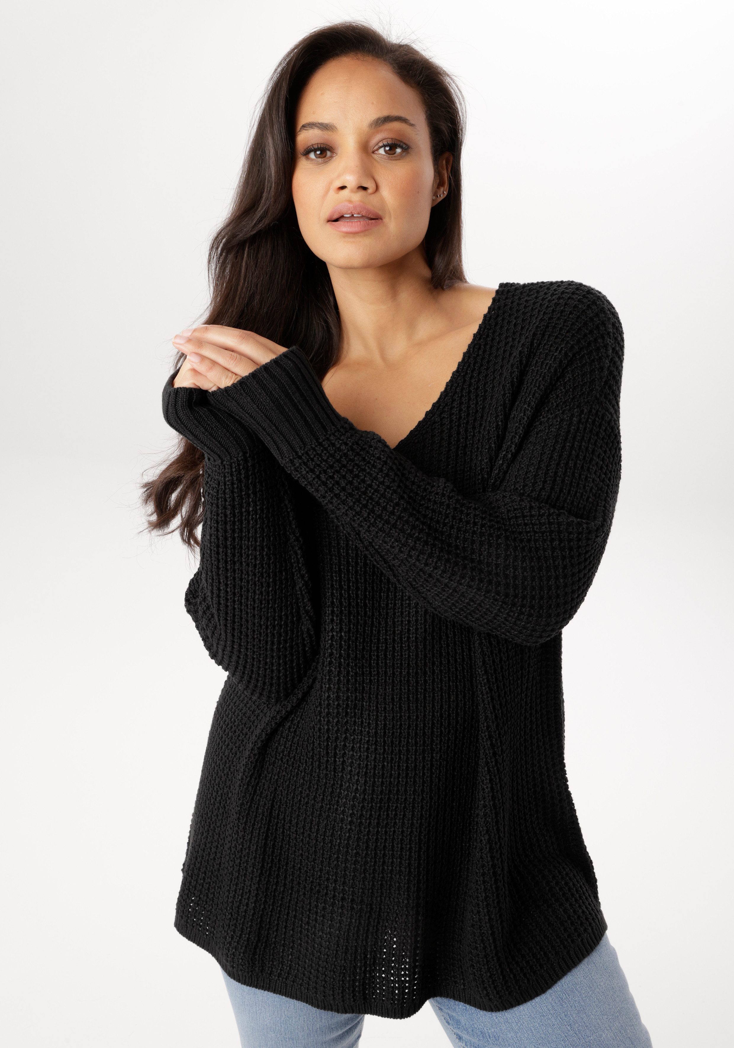 Aniston PLUS Strickpullover im dezenten Ajour-Strickmuster