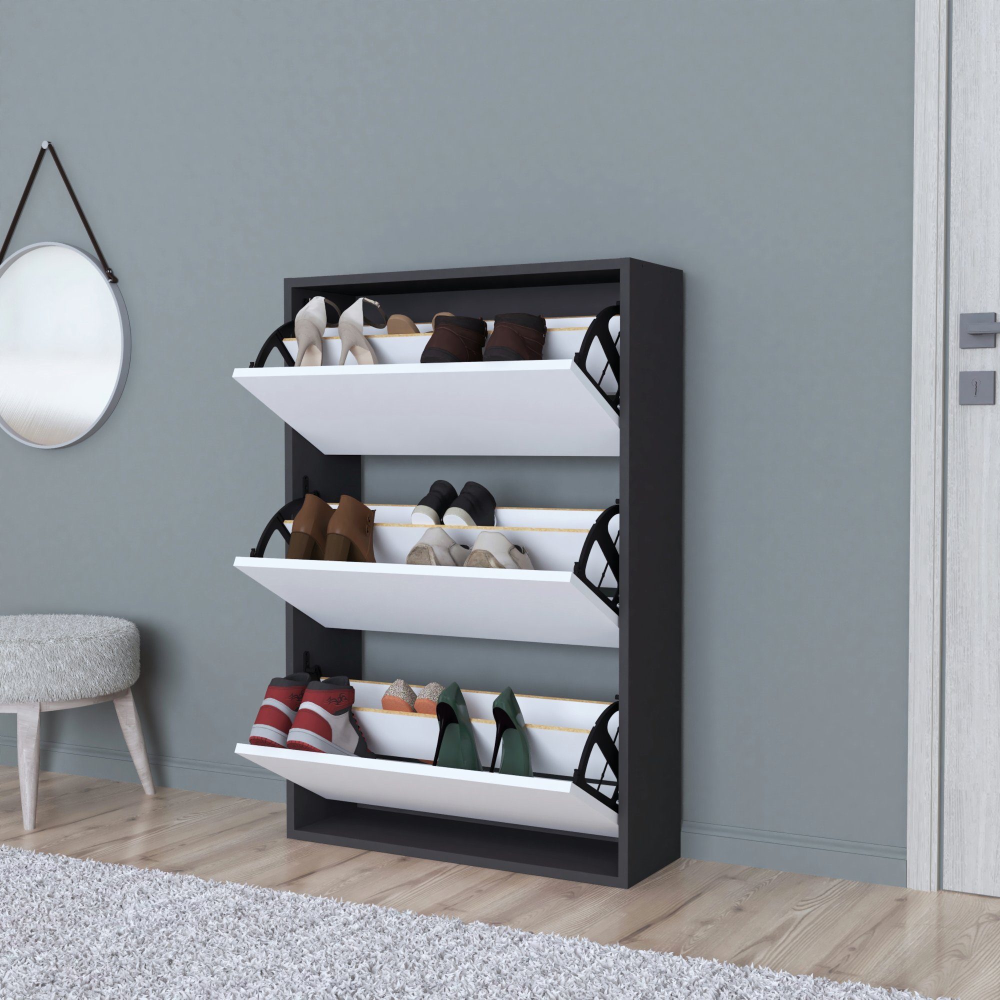 en.casa Schuhschrank »Aurskog« mit Kipptüren 110x73 günstig online kaufen
