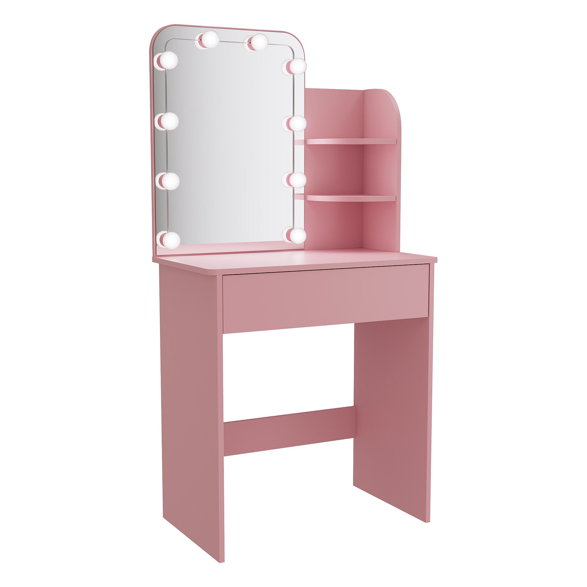 SONNI Schminktisch Rosa Schminktisch mit dreifarbiger Beleuchtung,70x40x140cm