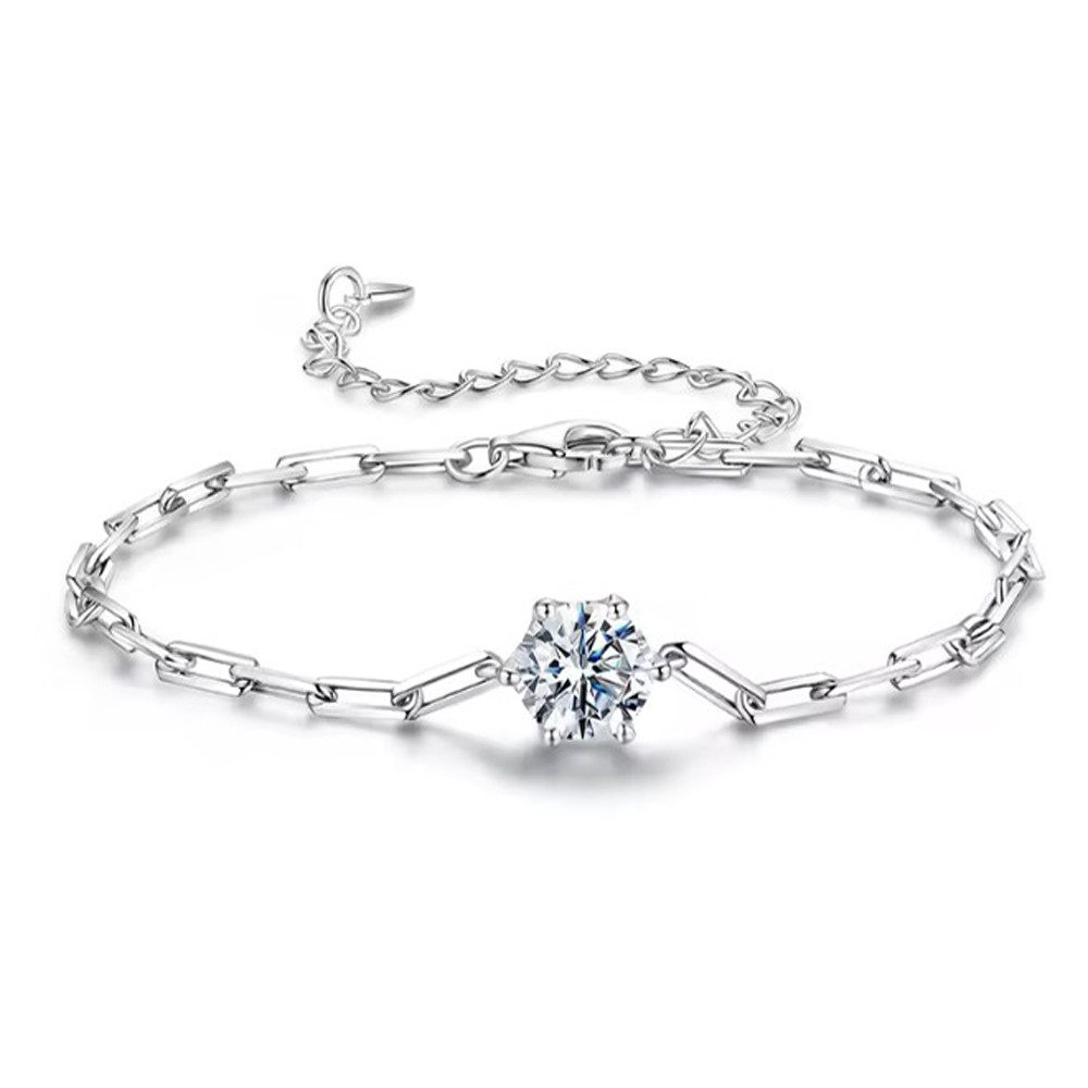 Runde Perlé Silberarmband 925 Sterling Silber Armband 1 ct Moissanit, 18K W günstig online kaufen
