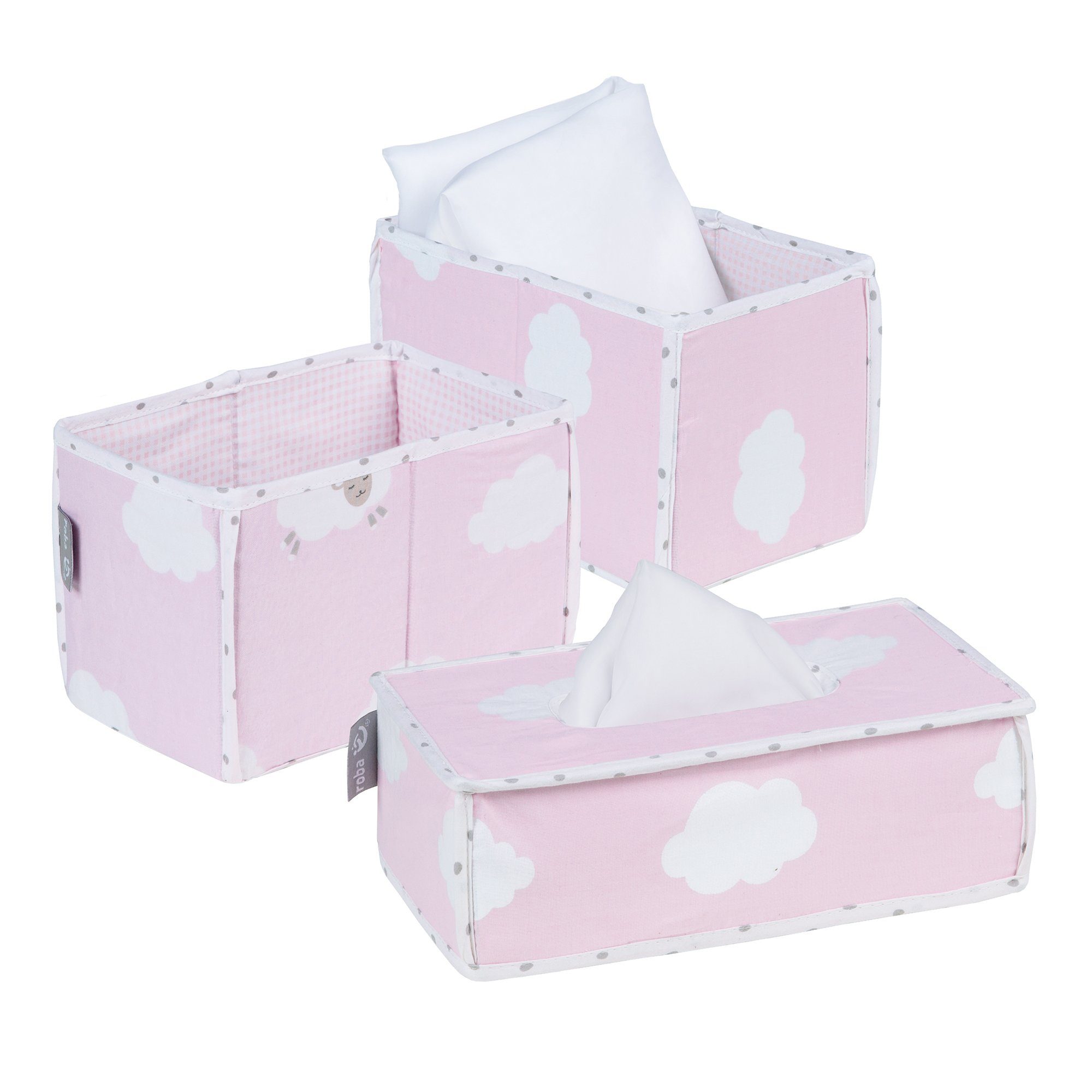 roba® Badorganizer Pflegeorganizer-Set (3 St), rosa Windeln Feuchtücherbox Kleine 1 Wolke Zubehör, 2 für & Boxen
