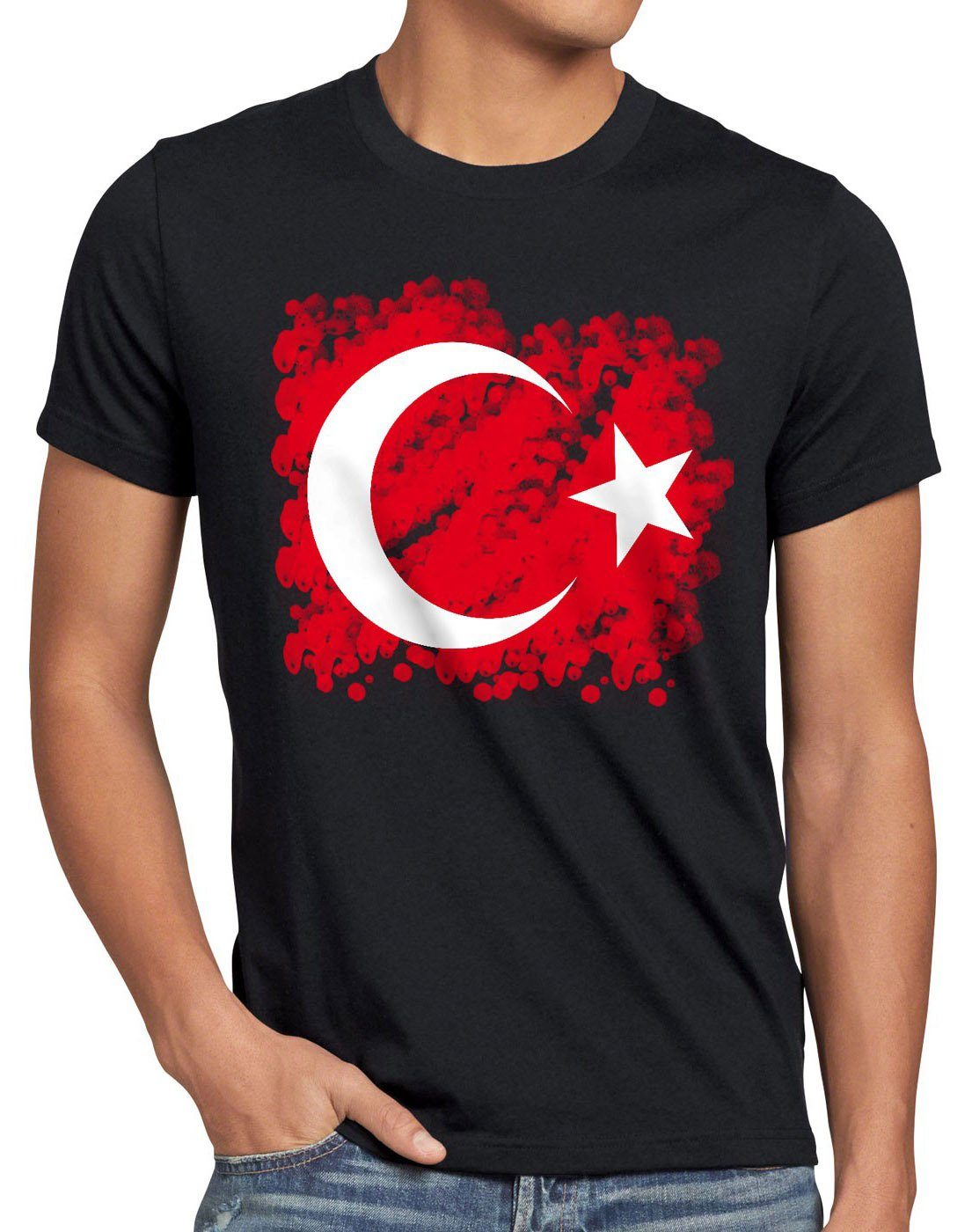 rot istanbul Herren Flagge Turkey erdogan Print-Shirt Flag Stern schwarz Türkei T-Shirt Türkiye style3 Mond