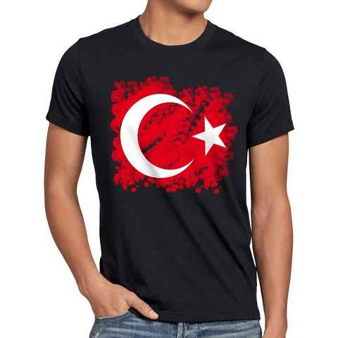 style3 Print-Shirt Herren T-Shirt Türkei Turkey Türkiye Flagge istanbul Flag Mond Stern rot erdogan