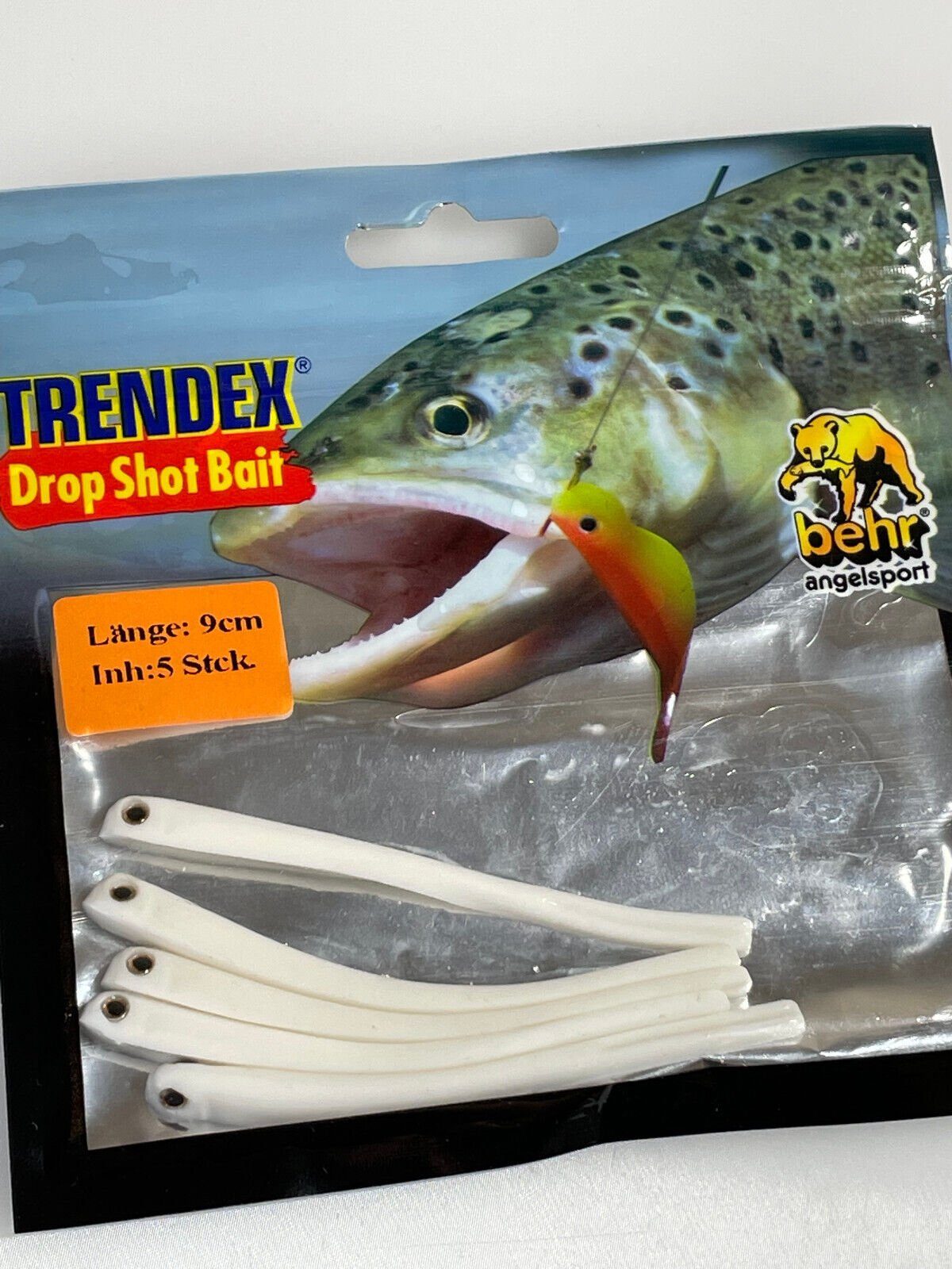 Behr Kunstköder 5 Drop Shot Köder - Trendex Drop Shot Bait 9cm Barsch Forellenköder