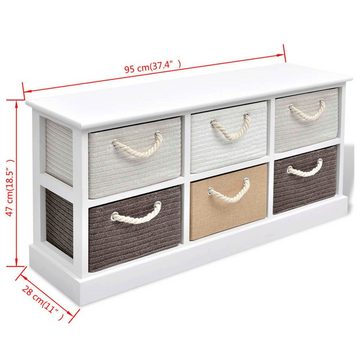 DOTMALL Sitzbank 2-in-1 Kommode mit 5 Schubladen Flurbank 95 x 28 x 47 cm(L x T x H)