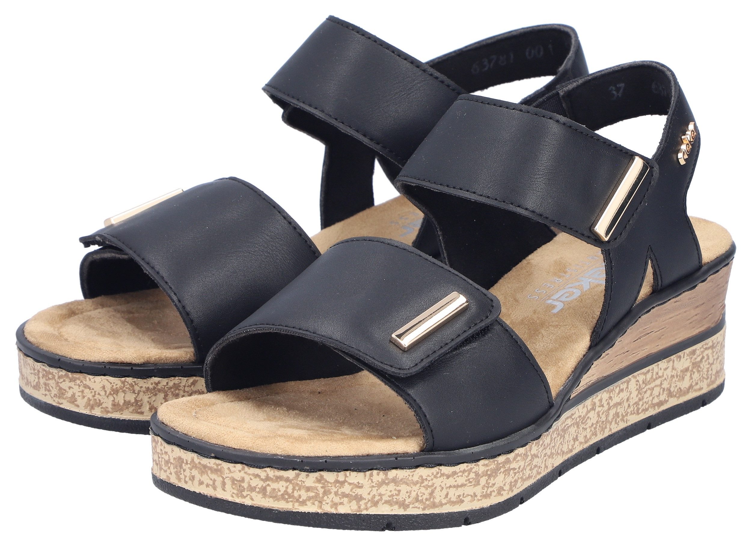 Rieker Keilsandalette Klettschuh, Sommerschuh, Plateausandale mit Schmuckelemente