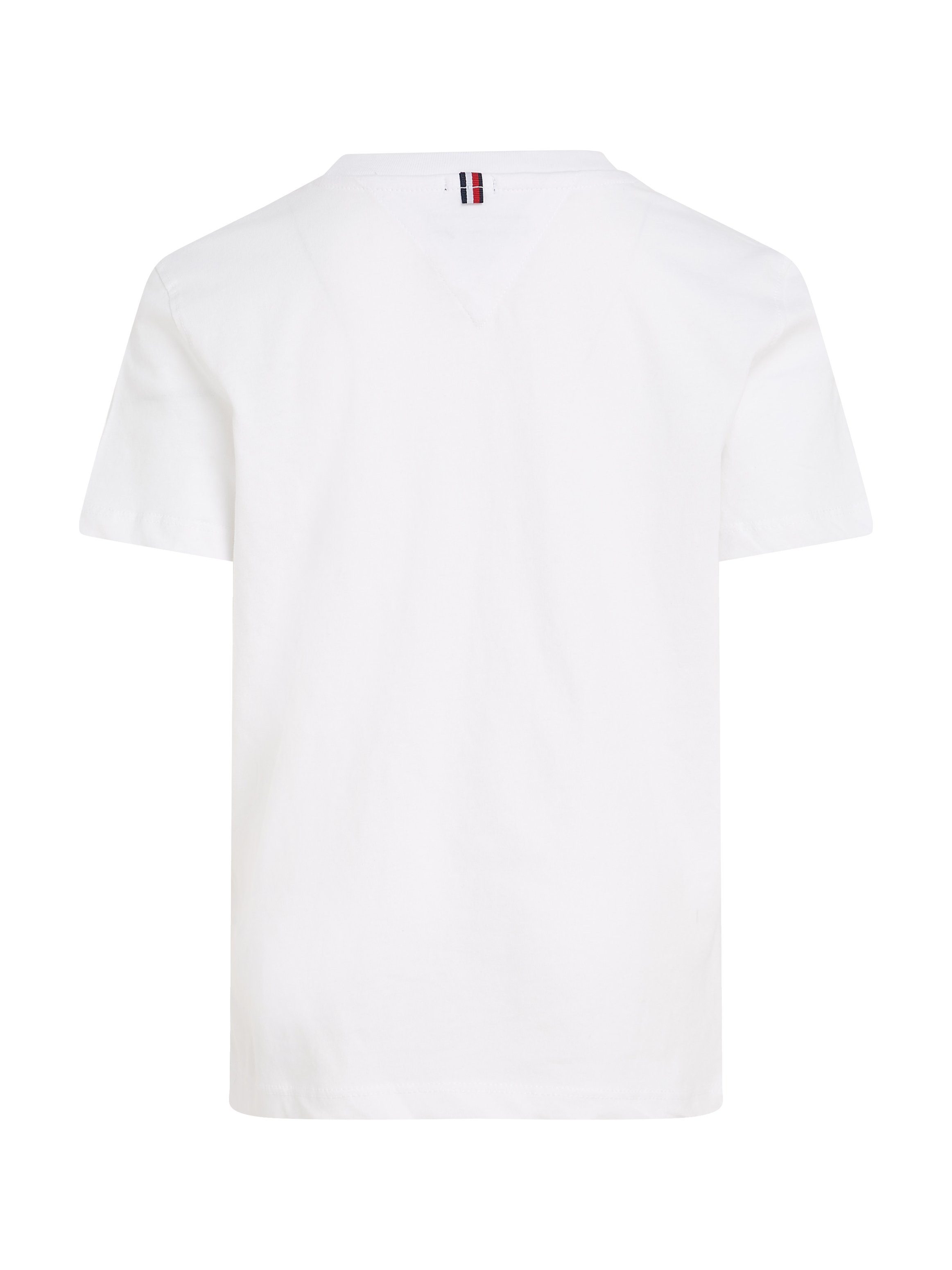 BASIC Hilfiger mit Hilfiger S/S Rundhalsshirt BOYS Tommy KNIT Logo-Flag Bright_White CN Tommy
