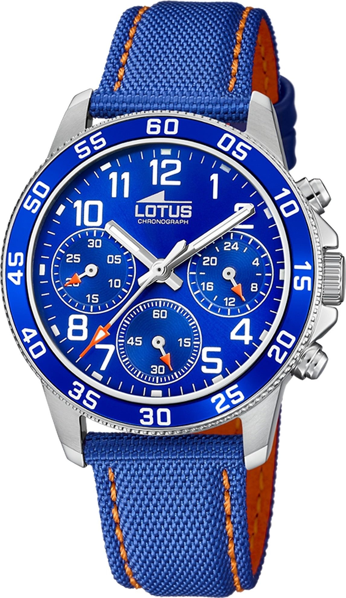 Chronograph Lotus Kinderuhr Leder blau orange Lotus