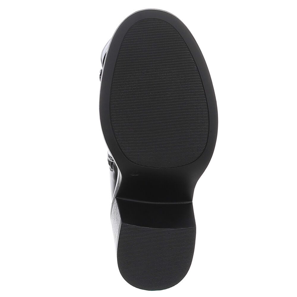Ital-Design Elegante Damenkniehochstiefel mit modischem Riemen Stiefel (90726768) Blockabsatz Stiefel in Schwarz – Bild 3 von 5