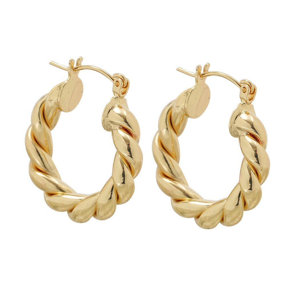 Invanter Paar Ohrhänger 1 Paar goldene Kupfer-Twist-Ohrringe für Frauen im Punk-Stil (1-tlg), ink Geschenkbox