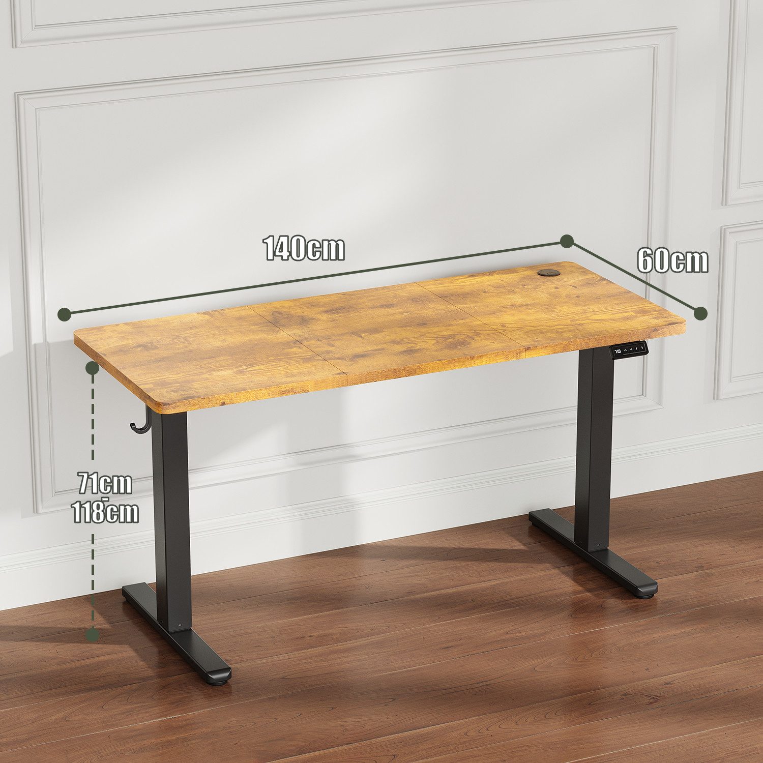Furnicopia Schreibtisch Höhenverstellbarer Schreibtisch 120/140/160CM mit Kabelmanagement (Ergonomischer Computertisch für Homeoffice mit leisem Einzelmotor (50 – Bild 2 von 5