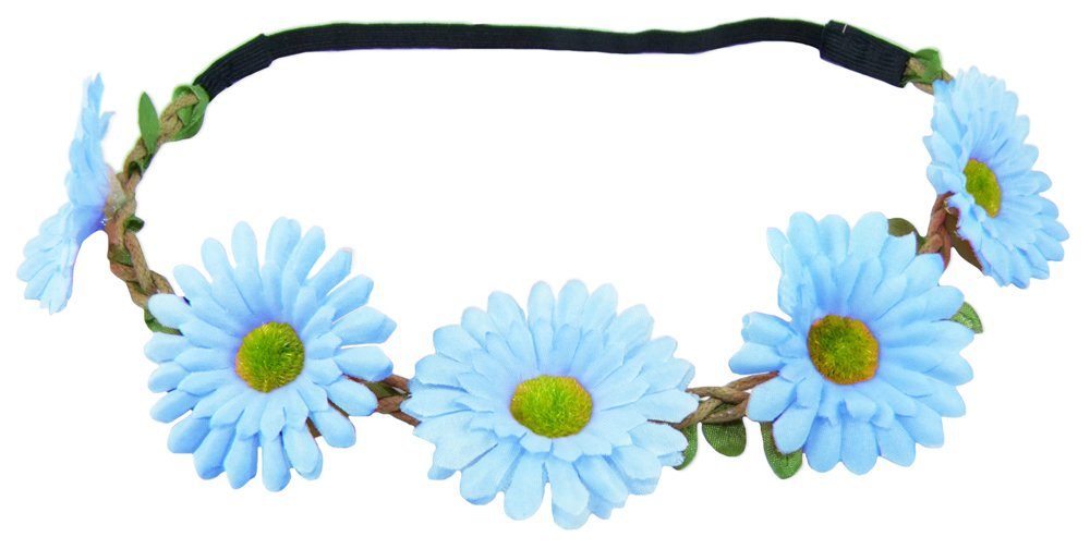 Kostüm Blumen Haarband mit Margeriten - Hellblau