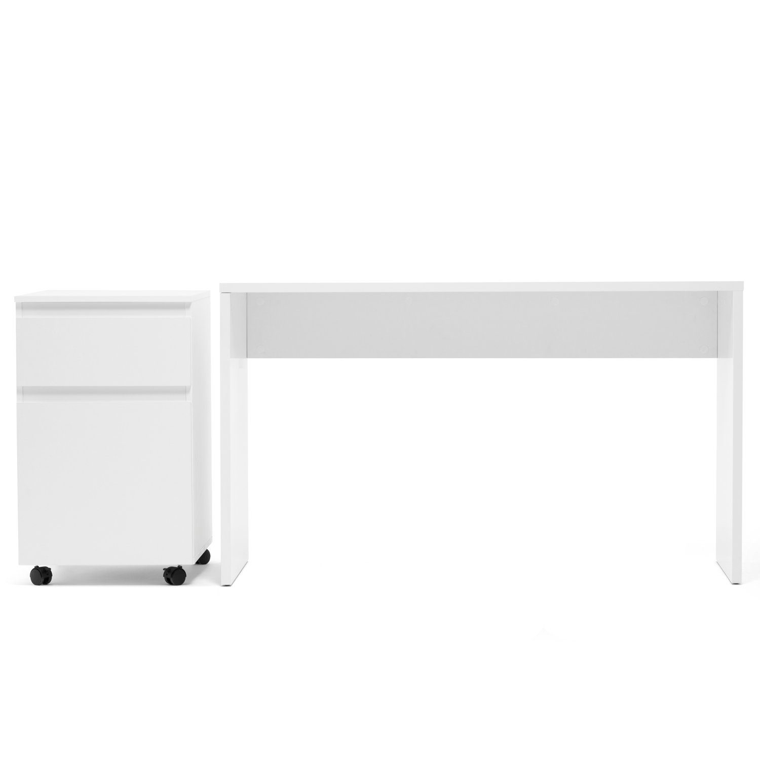 Schreibtisch Homestyle4u Set) (kein Schreibtisch Bürotisch Weiß Rollcontainer