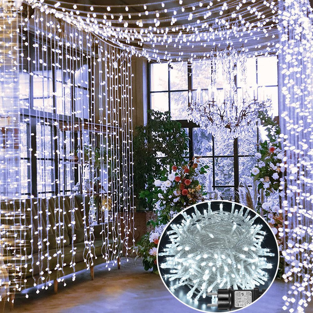 Rosnek Lichterkette 20M/30M/50M/100M 31V DC LED-Lichterkette, Timer, Speicherfunktion, 8 Modi für Zuhause Garten Hof Hochzeit Weihnachtsfeier Feiertag