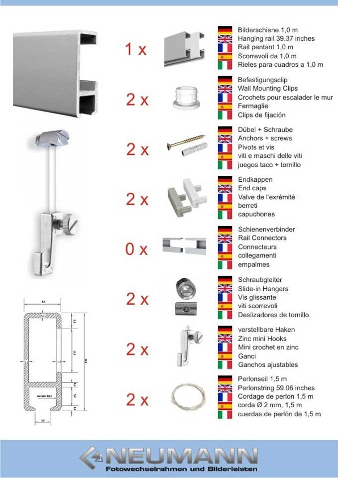 Bilderrahmen Neumann Bilderschienenset Galerieschiene Bilderschienen Komple günstig online kaufen