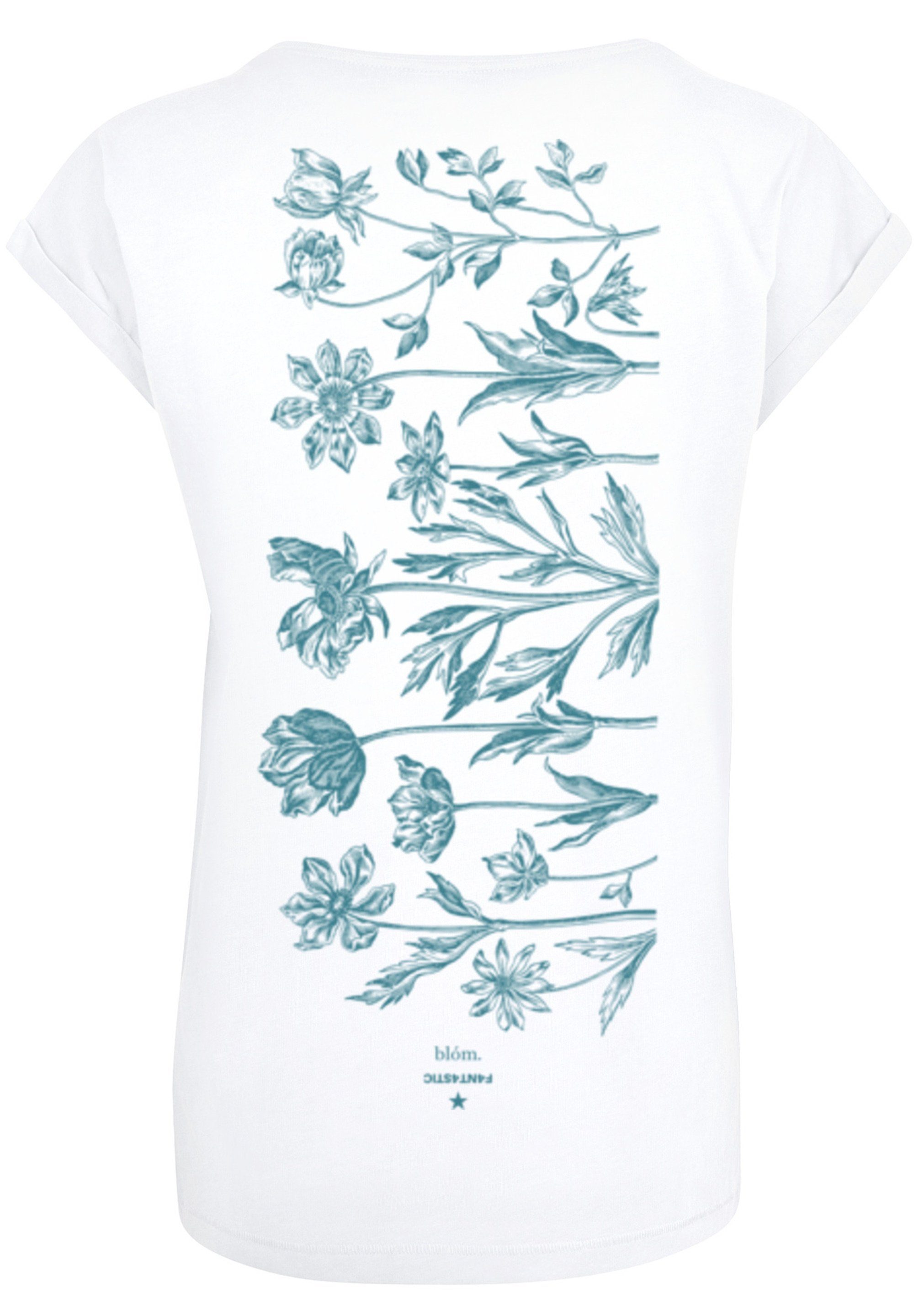 F4NT4STIC Blau Blumenmuster T-Shirt weiß Print