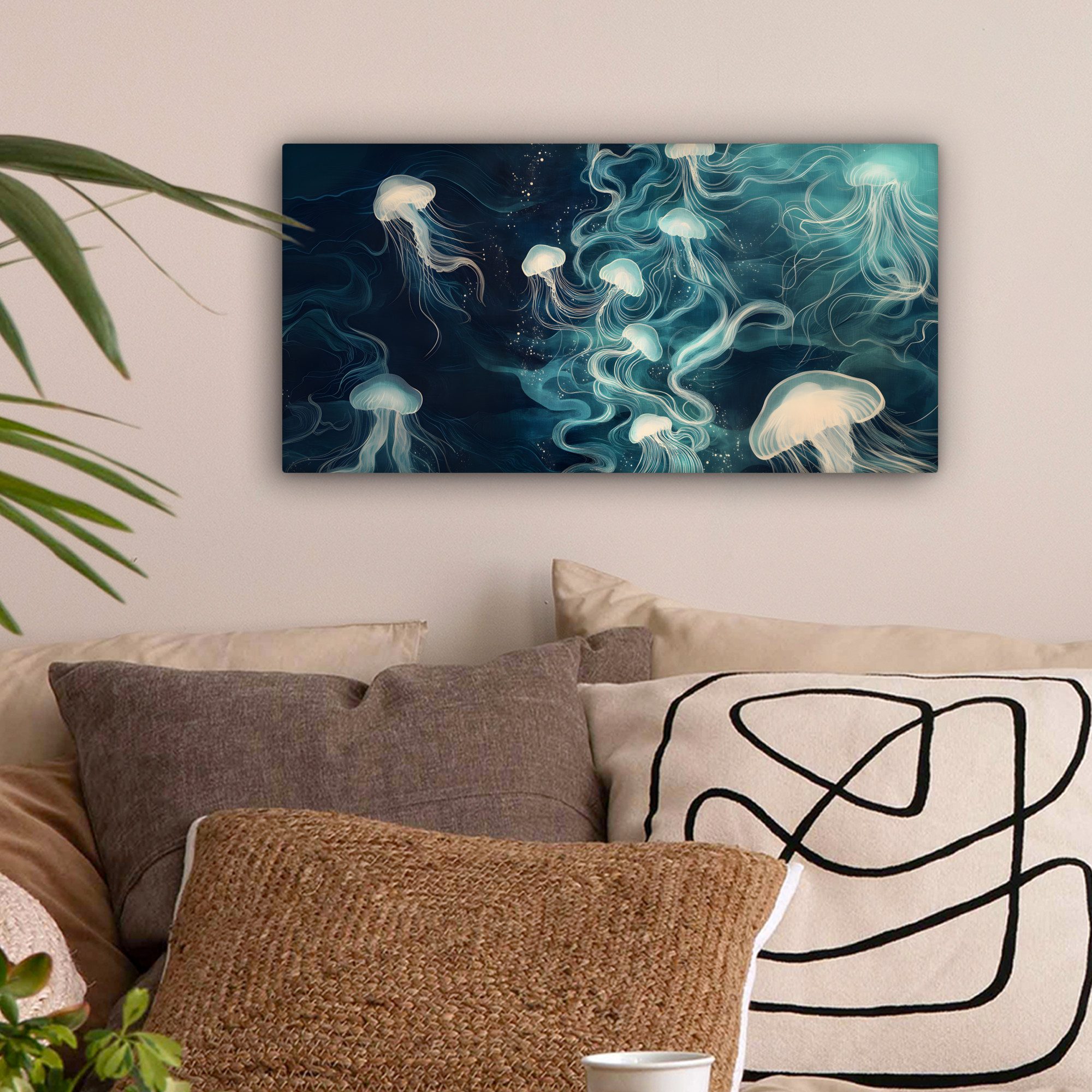 OneMillionCanvasses® Leinwandbild Panorama Qualle - Meer günstig online kaufen