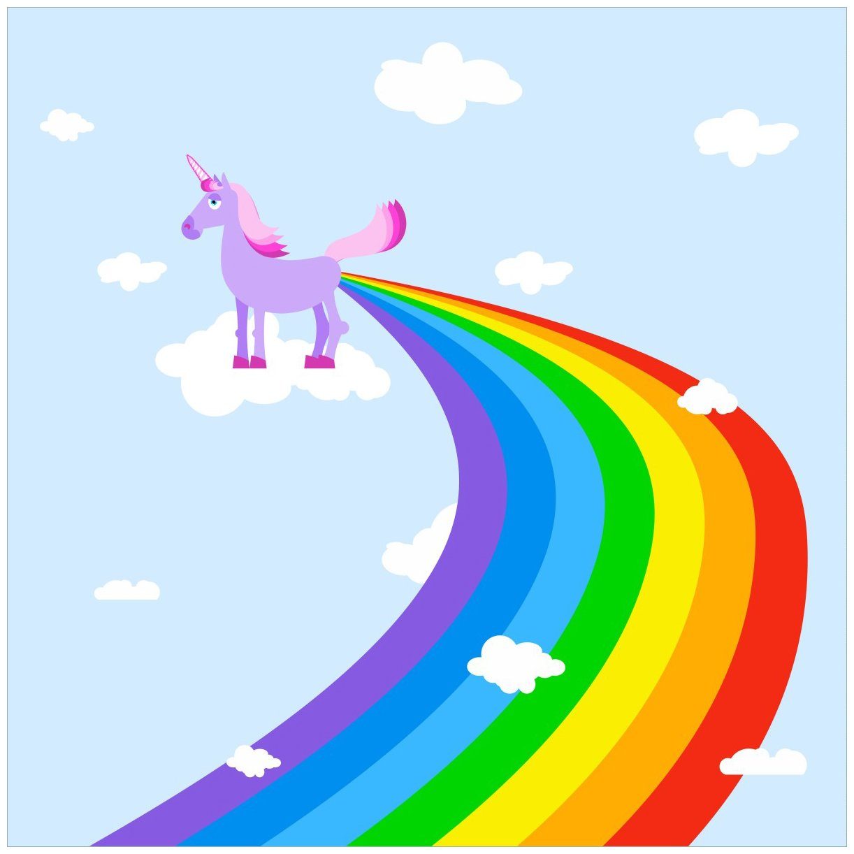 Wallario Acrylglasbild, Einhorn mit Regenbogen aus dem Hintern, in verschiedenen Ausführungen