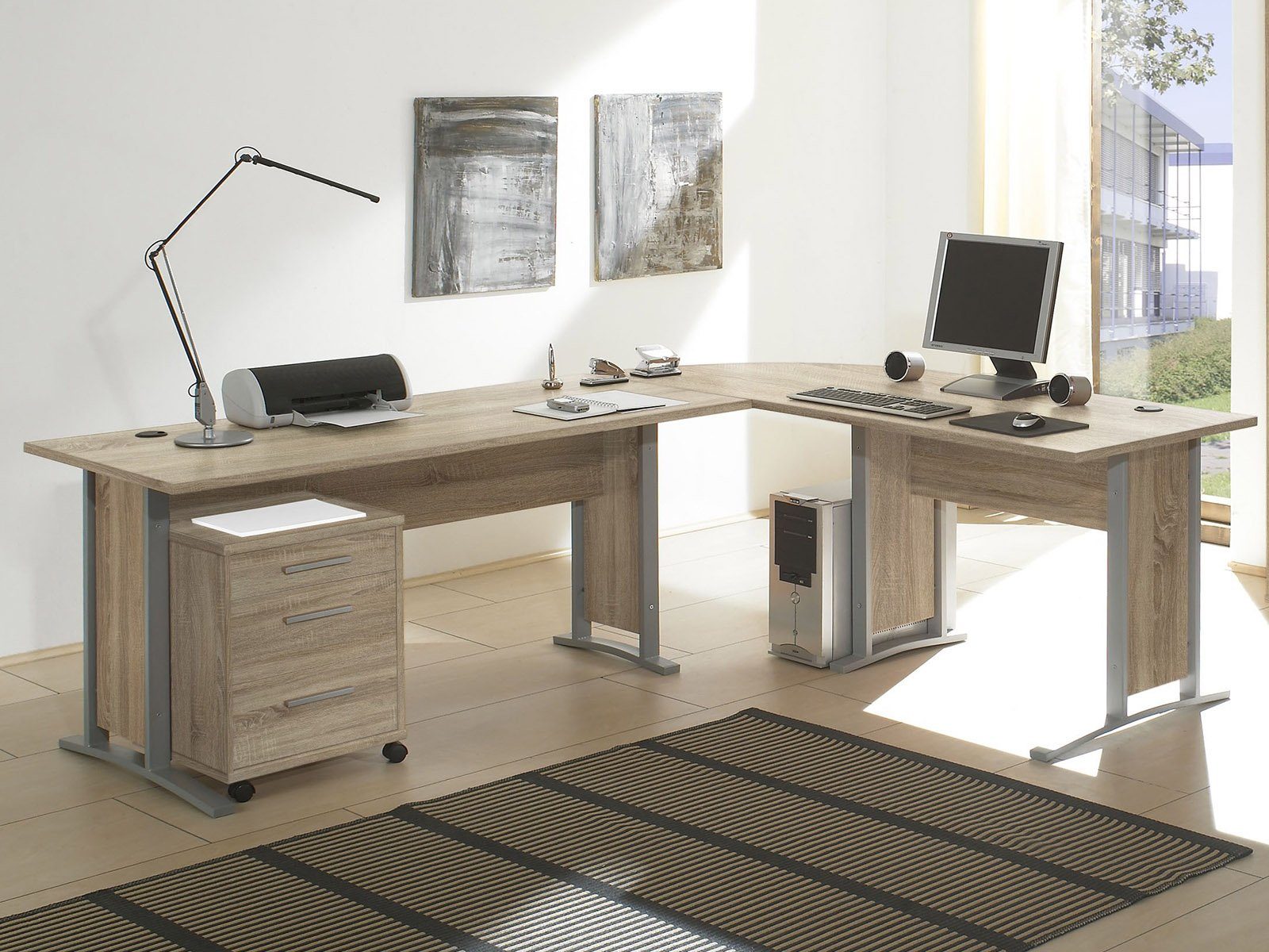 PREISBRECHER Eckschreibtisch Clermont, 220 x 72 x 70 cm (B/H/T) günstig online kaufen