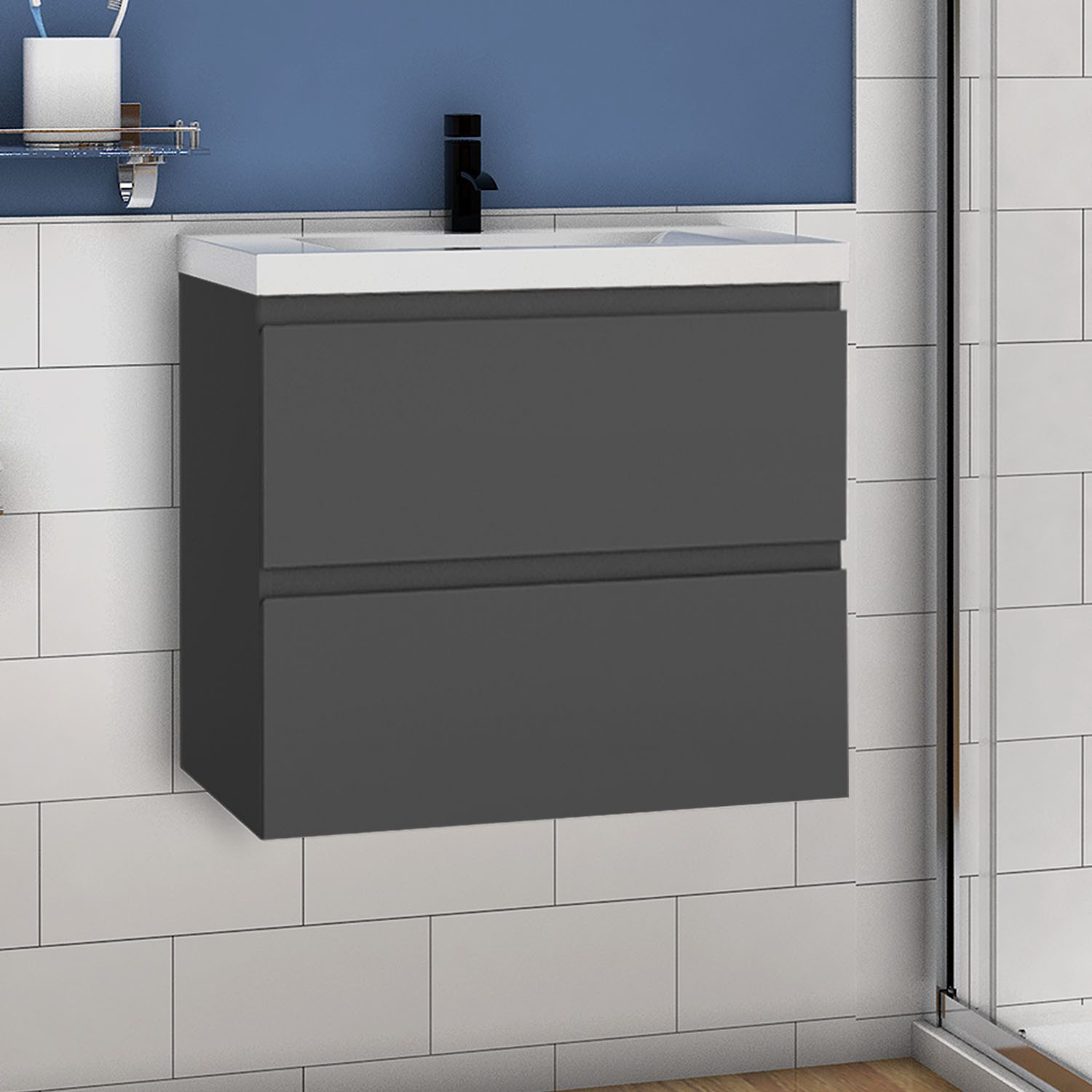 duschspa Waschtisch Badmöbel Set Waschbecken mit Unterschrank MDF, Beite 50/60/80/100 cm