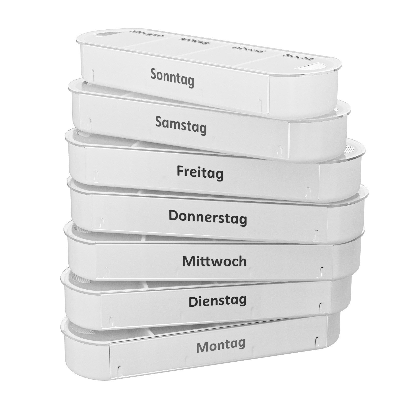 Wellgro Pillendose Tablettenbox für 7 Tage - Mit 4 Fächern pro Tag