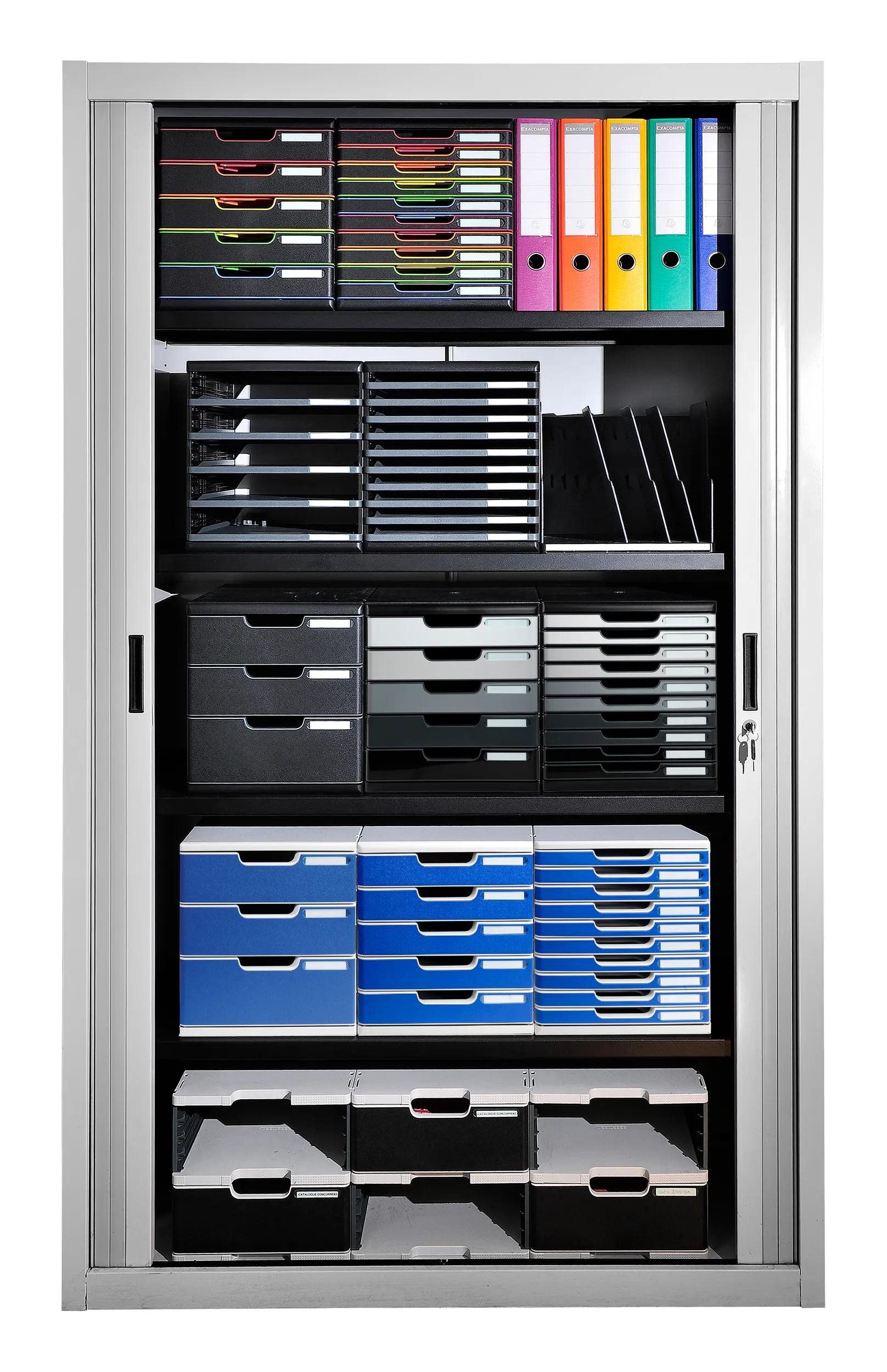 EXACOMPTA Schubladenbox Modulo A4, 5 geschlossene Schubladen, Office - Blau - 301003D, Boxen modulierbar