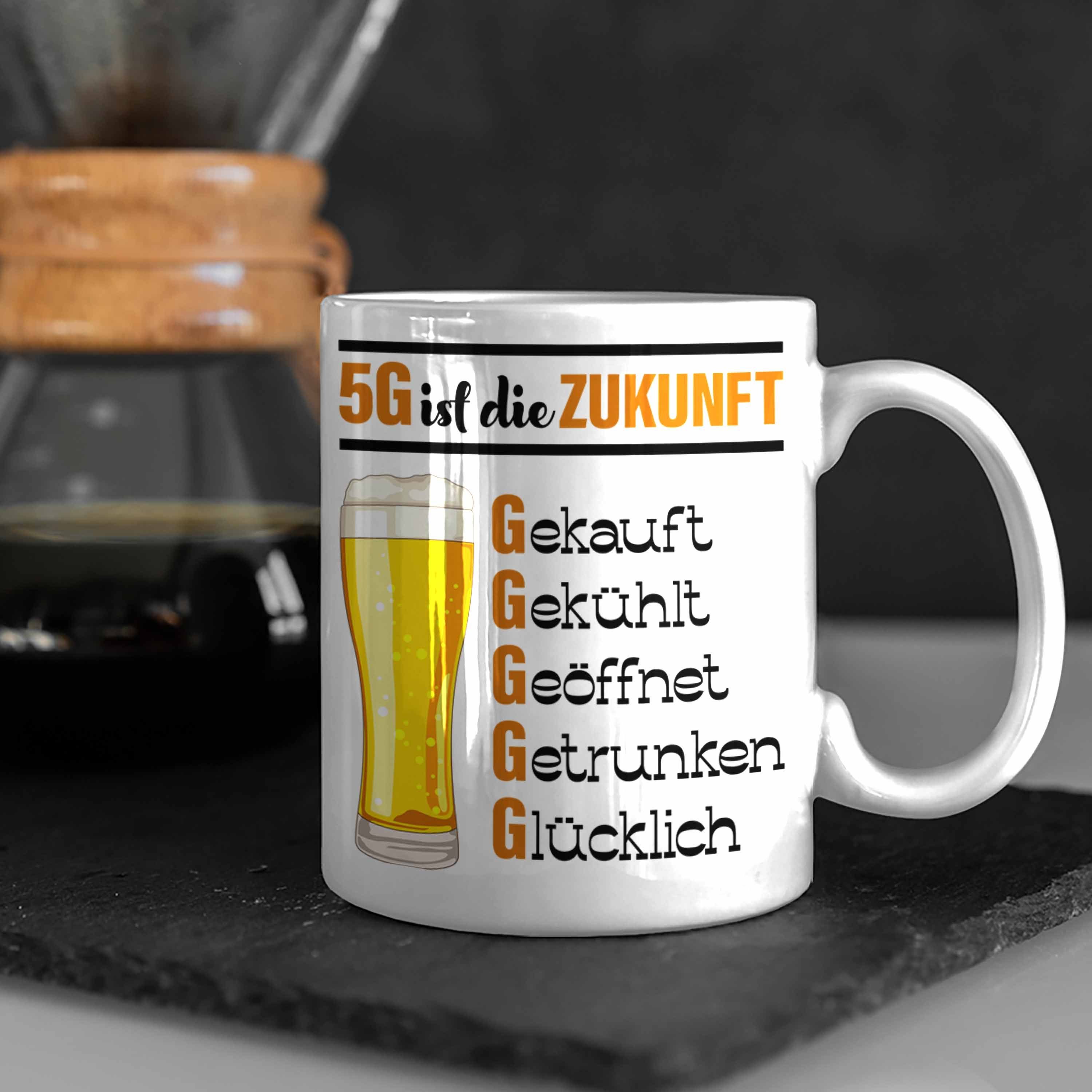 Biertrinker Weiss Tasse Geschenk 5G Saufen Alkohol Trendation Ist Die Zukunft Tasse Geschenki