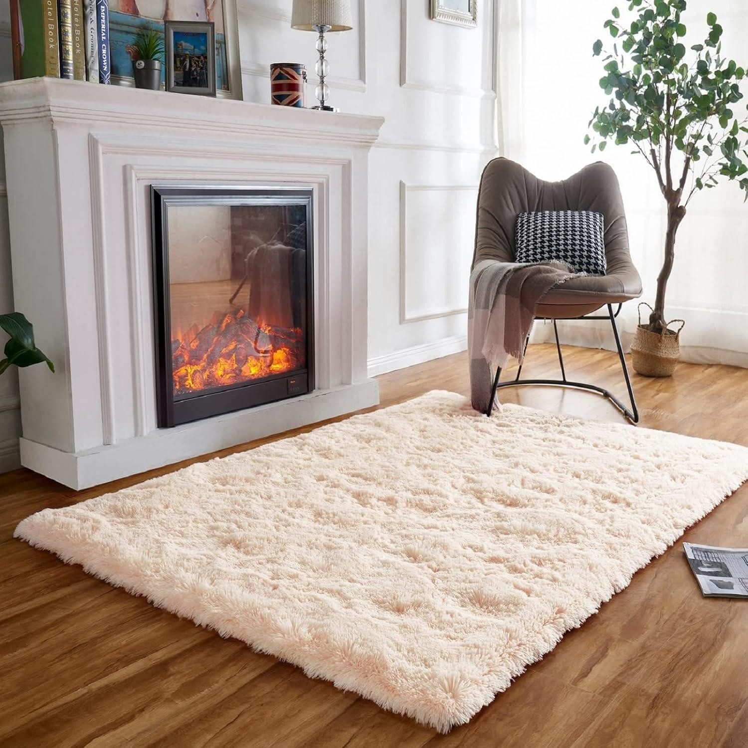 LuxusKollektion Hochflor-Teppich Teppich Hochflor Rutschfest Quadratisch Klein 80×120 cm Beige