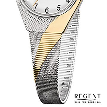 Regent Quarzuhr Regent Damen-Armbanduhr silber gold Analog, Damen Armbanduhr oval, klein (ca. 23x30mm), Edelstahl, ionenplattiert