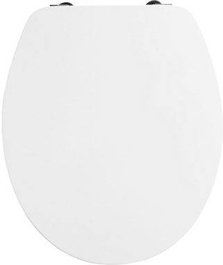 CORNAT WC-Sitz Klassisch weißer Look - Hochwertig Holzkern - Komfortables Sitzgefühl, Schlichtes Design passt in jedes Badezimmer / Toilettensitz