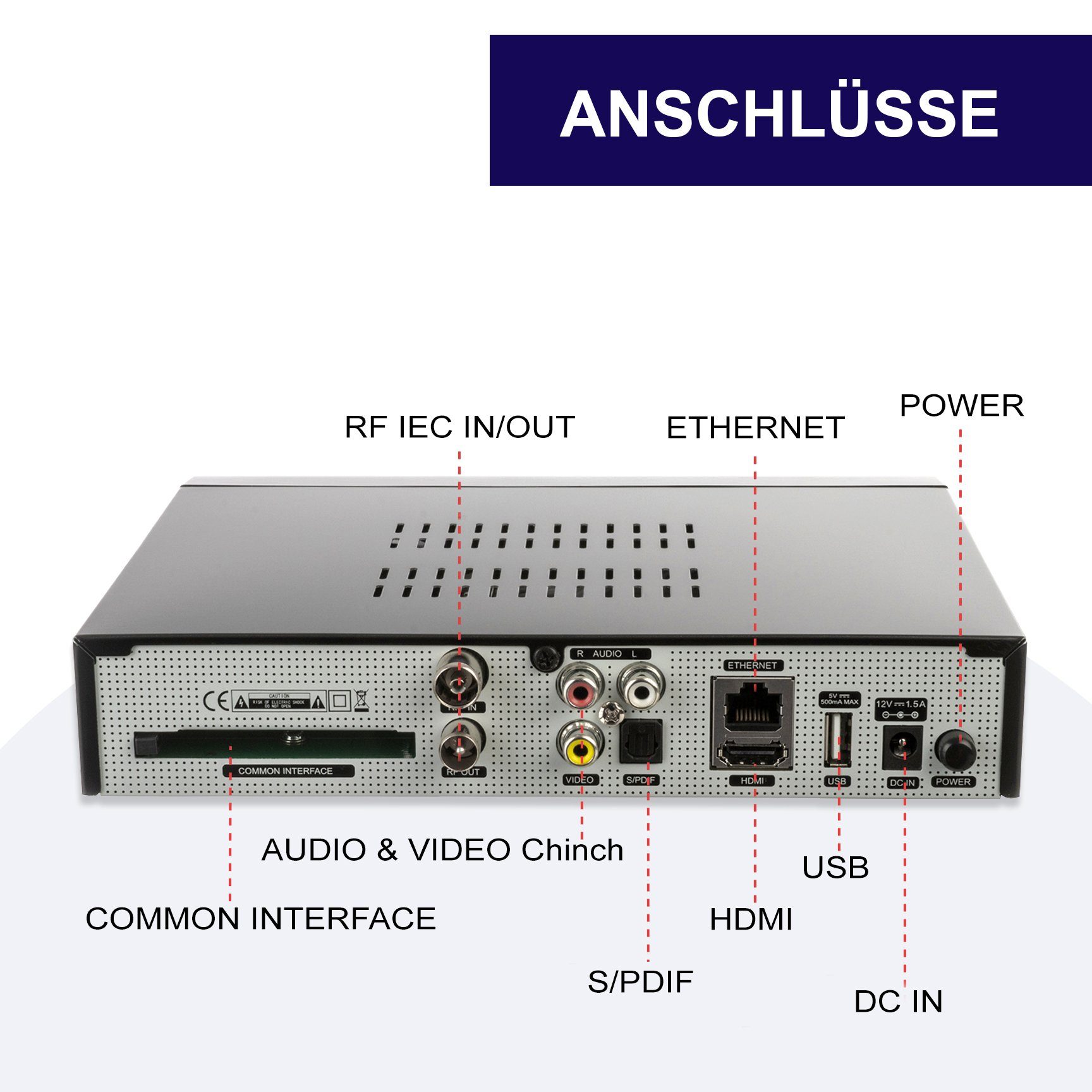WWIO Bre2ze T2/C DVB-T2/C Hybrid Digital Receiver DVB-T2 HD Receiver (Ethernet 10/100 Mbit/s, openATV Linux mit Webinterface und Plugin-Unterstützung) – Bild 3 von 5