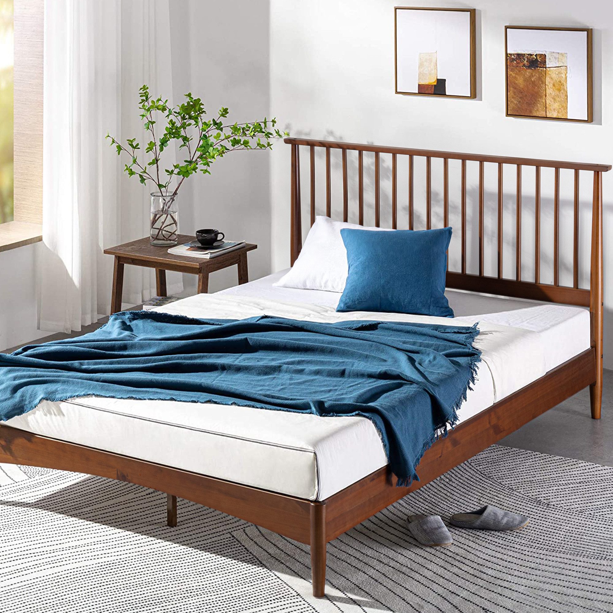 ZINUS Holzbett Linda Mid-Century (Packung, 1-tlg., Bett 140x200 cm), mit Kopfteil, inklusive Lattenrost aus Holz, Mid-Century Look