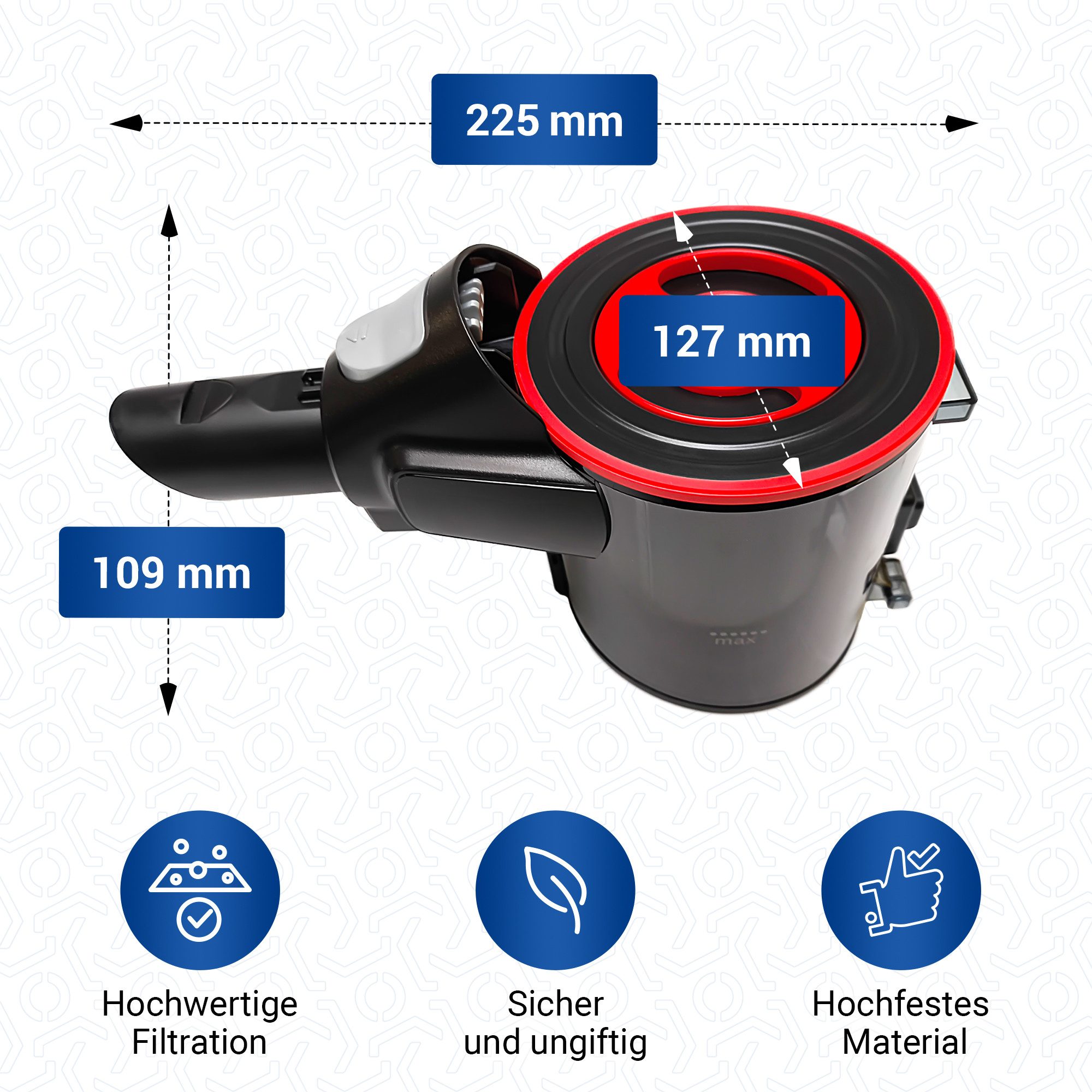 BOSCH Gerätebox Staubbehälter 12040285 mit Filter 12040193, für Stielstaubsauger