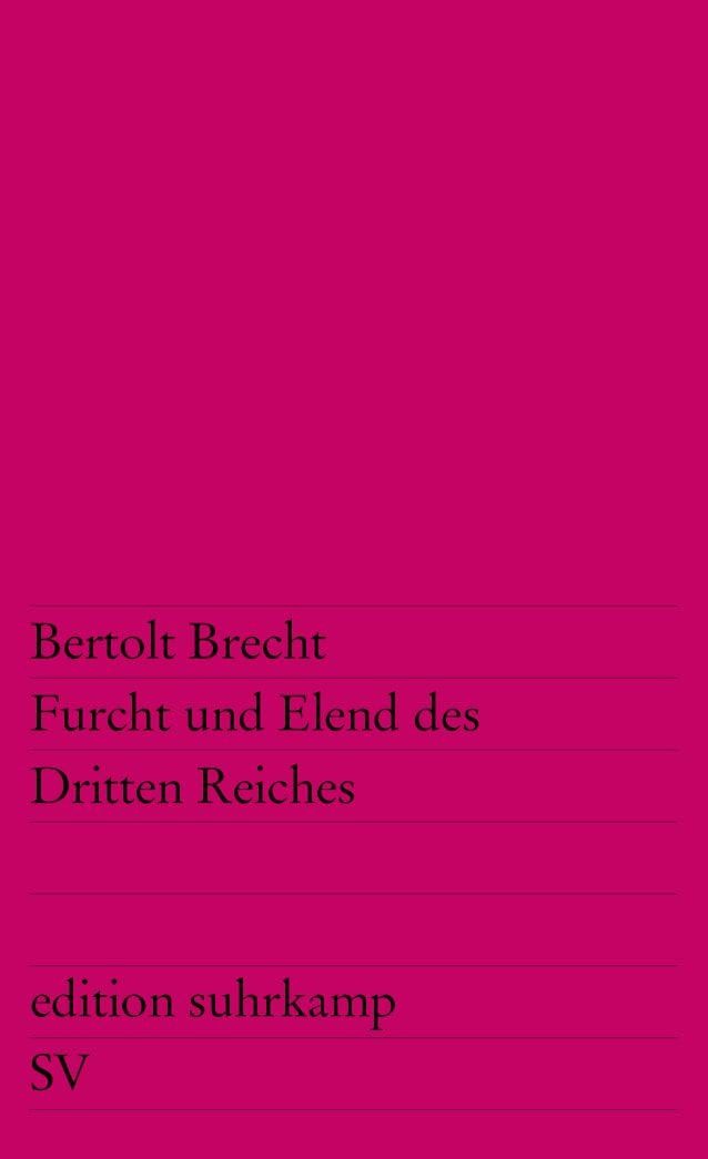 Belletristik Furcht und Elend des Dritten Reiches Bertolt Brecht