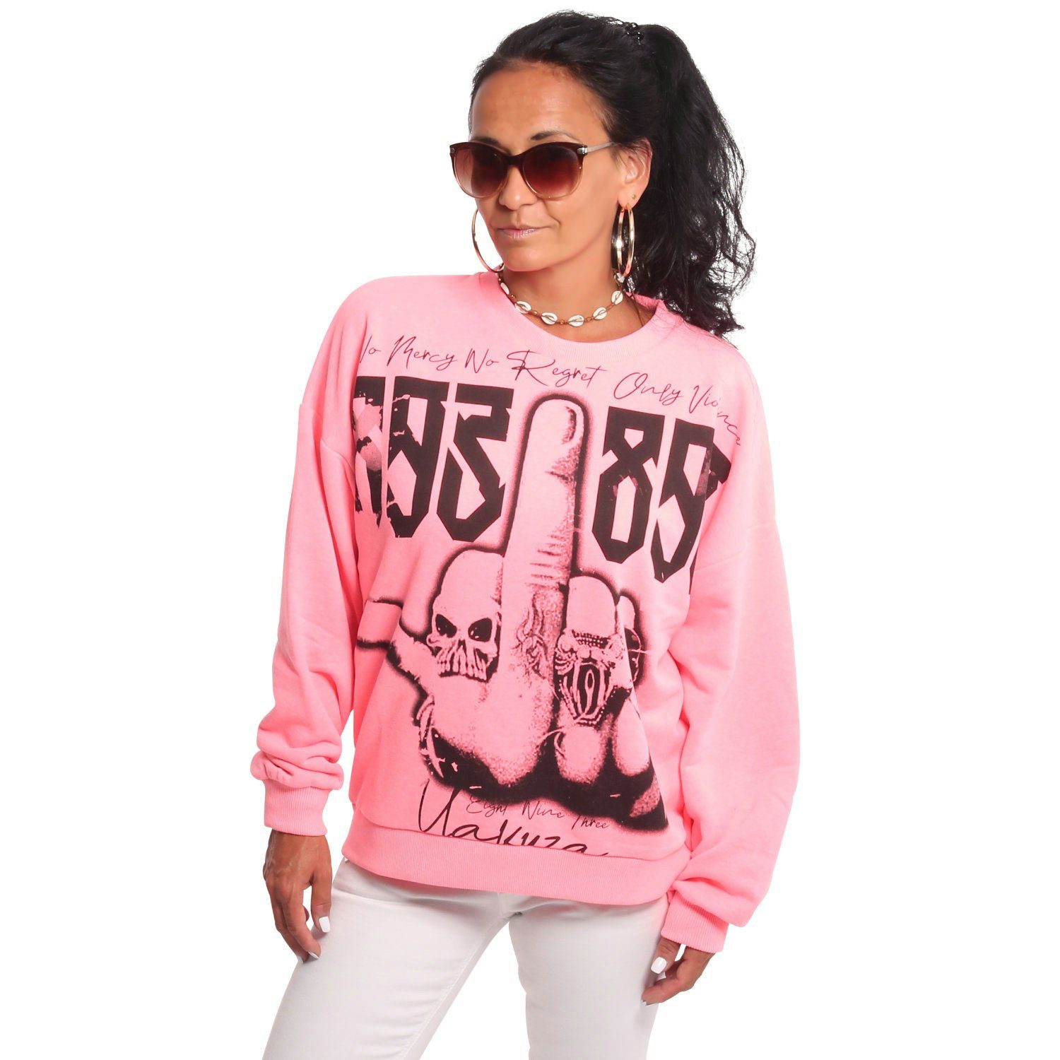pink YAKUZA Sweatshirt Oversized Look Shot neon im