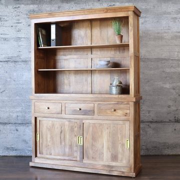 baario Buffet Bücherschrank MAISON Massivholz braun Schiebetüren Landhaus Design