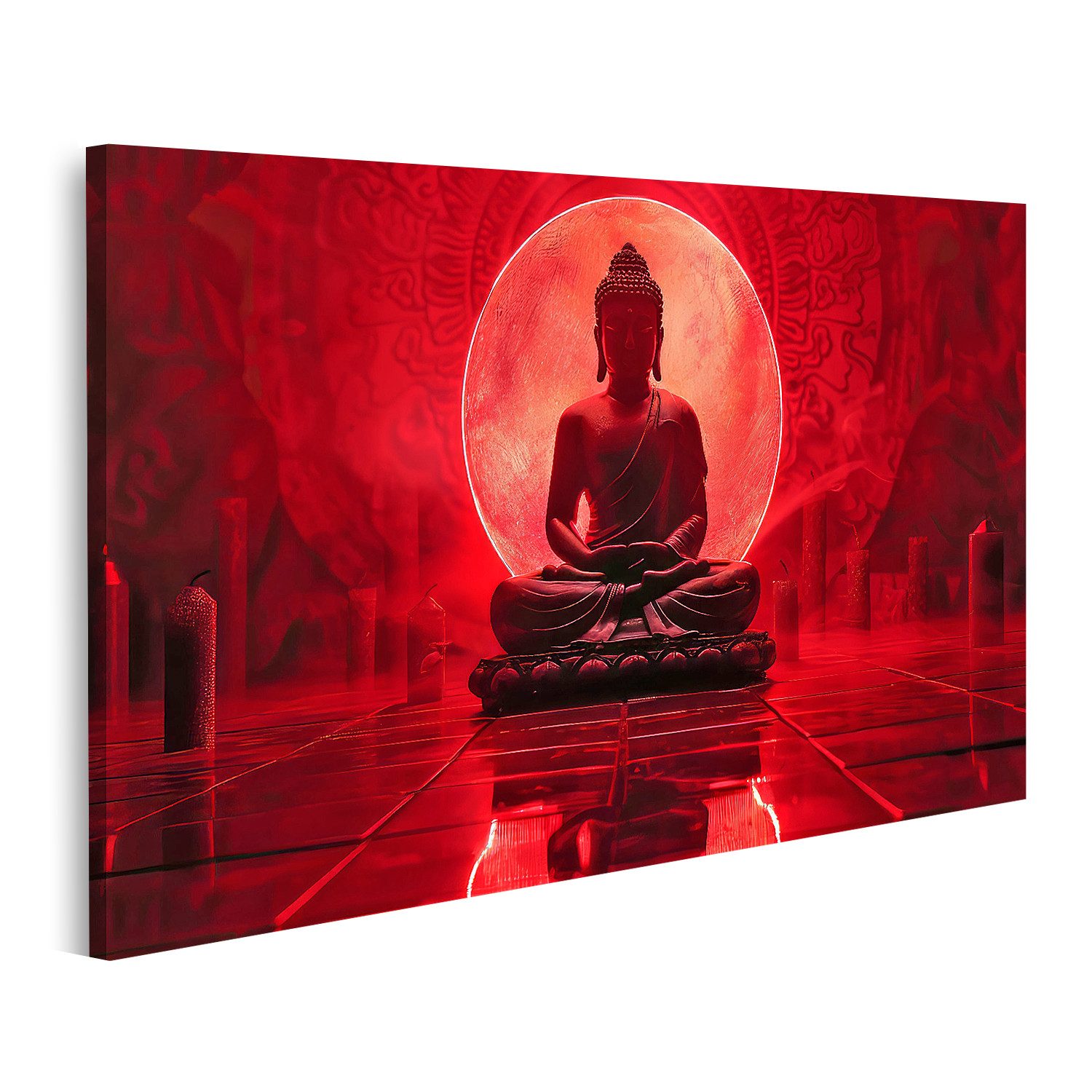 islandburner Leinwandbild, Roter Buddha Meditation mit günstig online kaufen