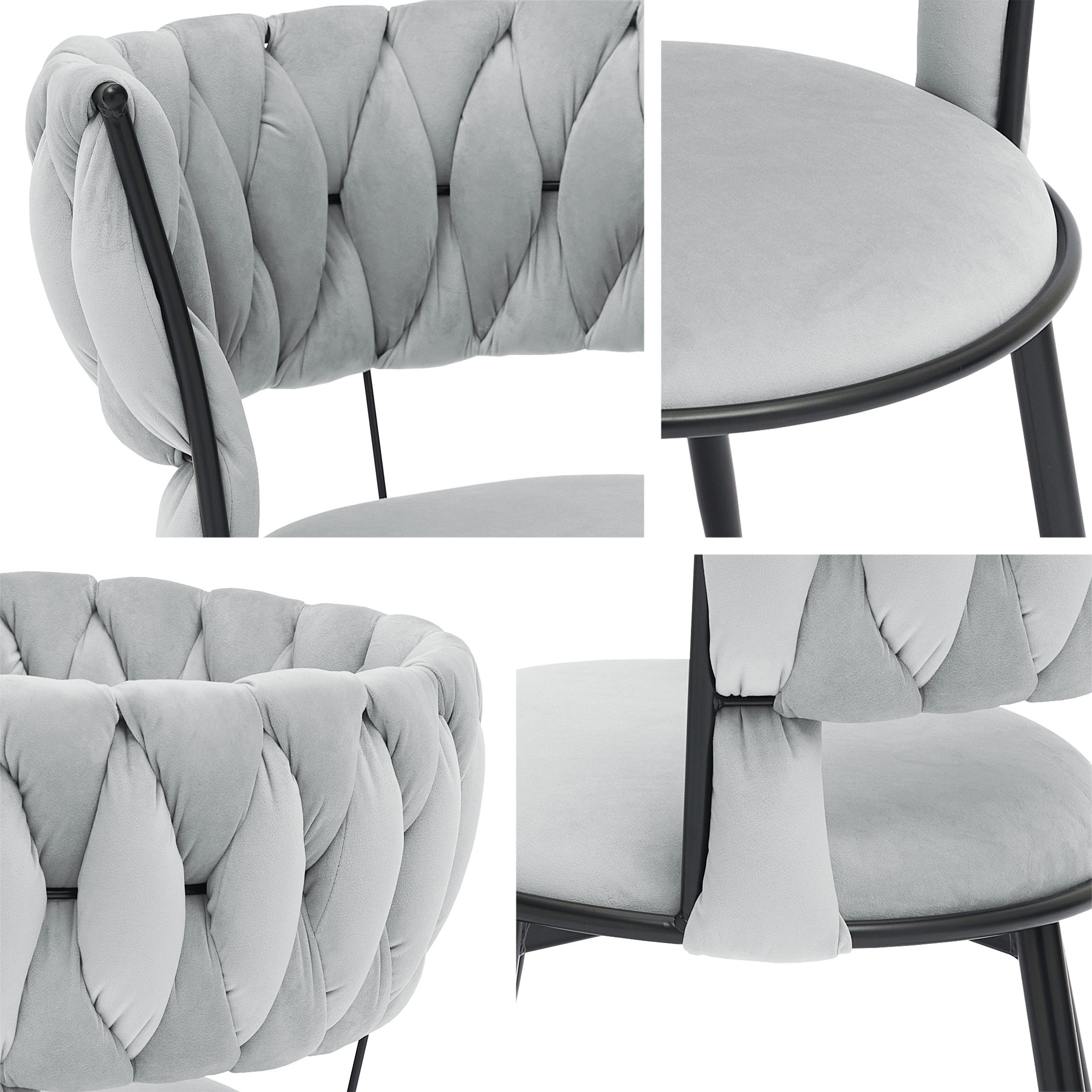 MIRJAN24 Stuhl Muz DC-1141/CM (2er-Set), Verchromte Metallfüße