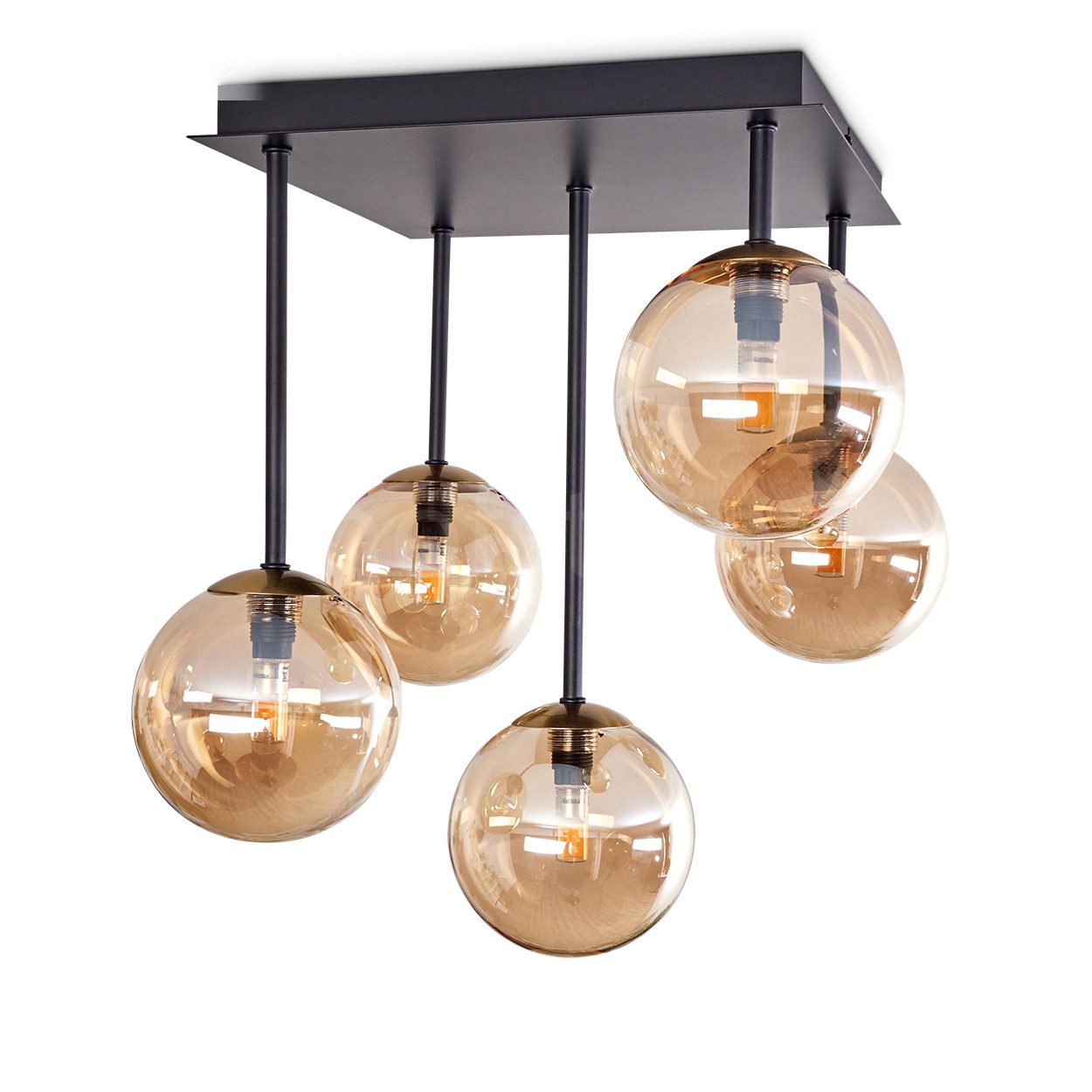 hofstein Deckenleuchte Deckenlampe aus Metall/Glas in Schwarz/Goldfarben/Be günstig online kaufen