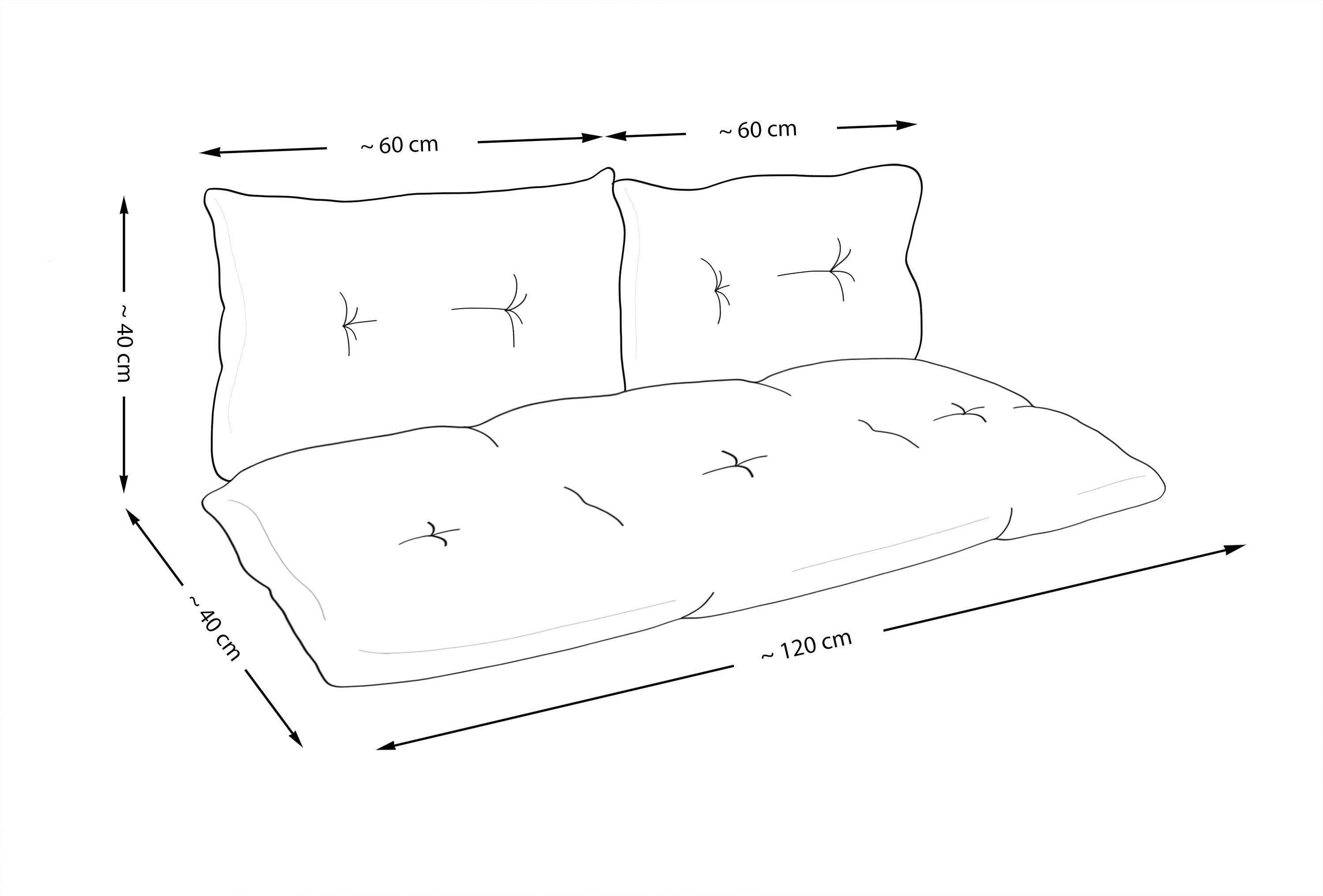 Amilian Palettenkissen - Sitzkissen - Stuhlkissen - Bankauflage - Set: 40x120cm + 2 x40x60cm, 3er Set - Bankauflage - Gartenkissen - Bankkissen für Europaletten