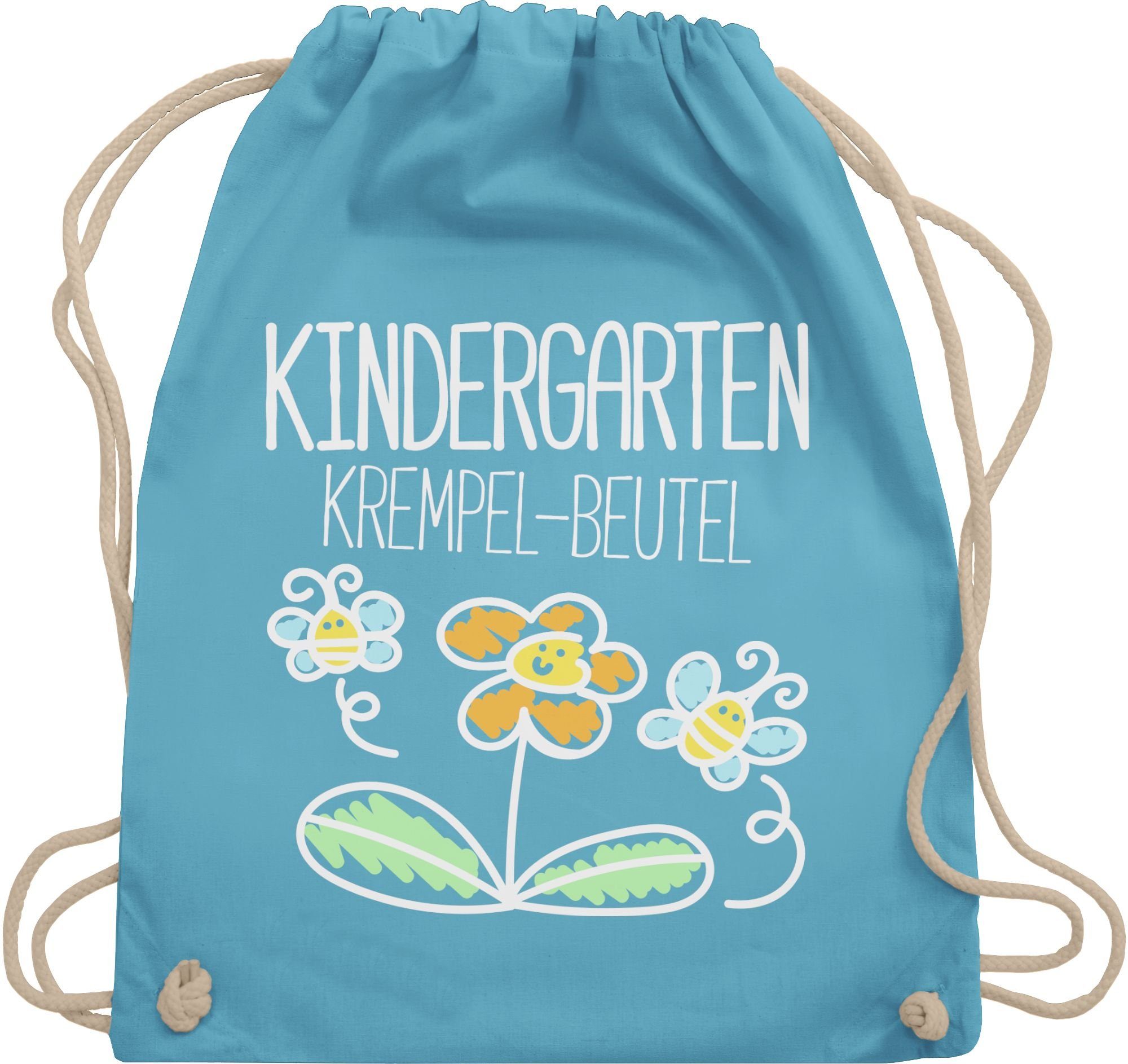 02 Kindergarten Krempel-Beutel, Hellblau Turnbeutel Turnbeutel bedruckt Shirtracer