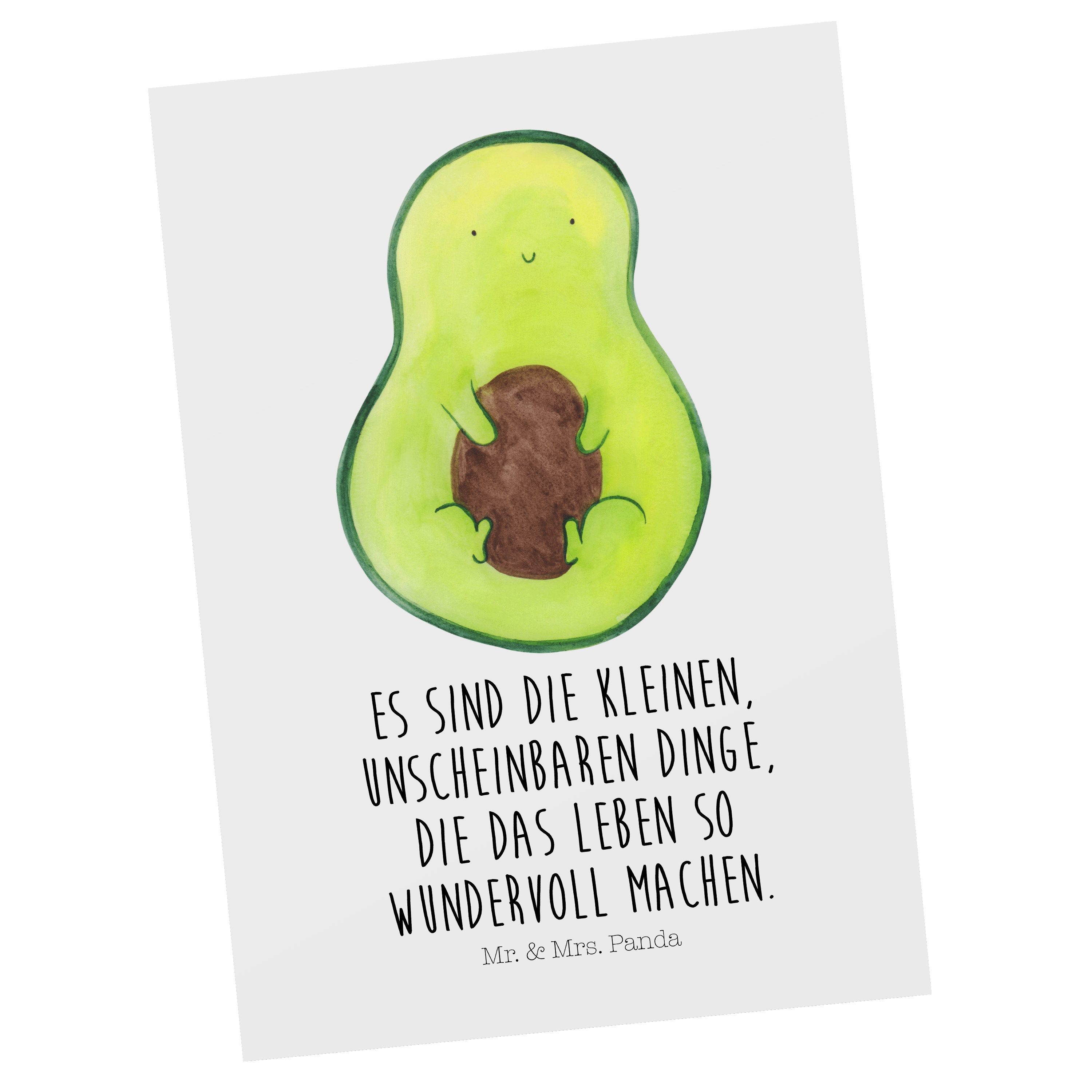 Avocado Avocadokern, mit Panda Ansichtskarte, - Kern Mr. Vegan & Postkarte Geschenk, Mrs. Weiß -