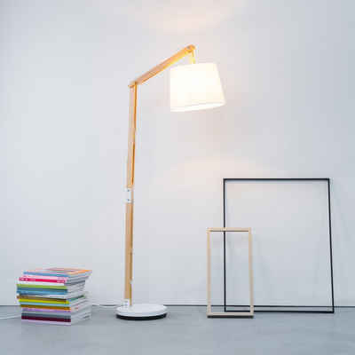 Lightbox Stehlampe, ohne Leuchtmittel, aus Holz mit Stoffschirm, 1 x E27, 160 cm Höhe
