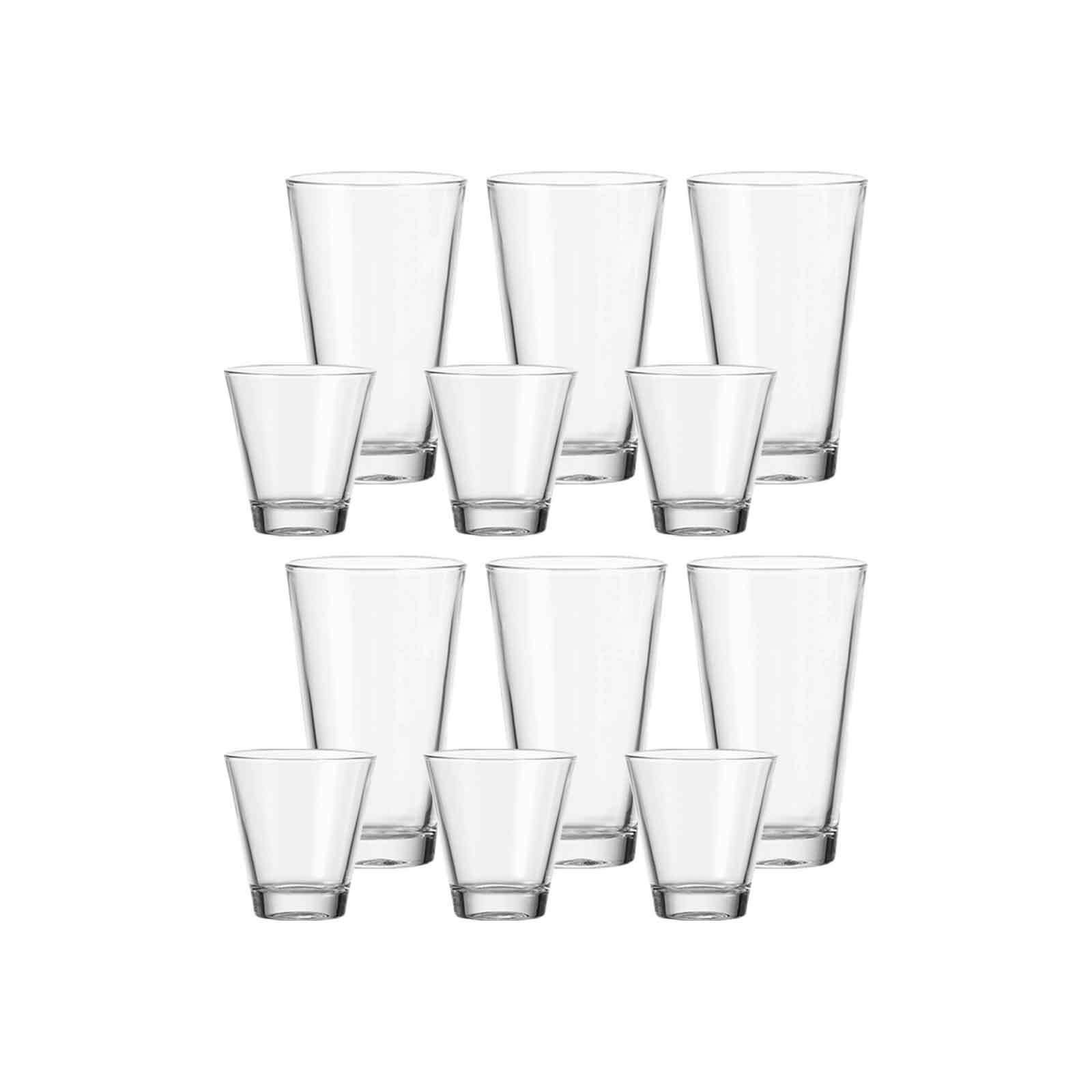 LEONARDO Glas Ciao Trinkgläser 12er Set, Glas, Komplettset aus 6 großen und 6 kleinen Gläsern